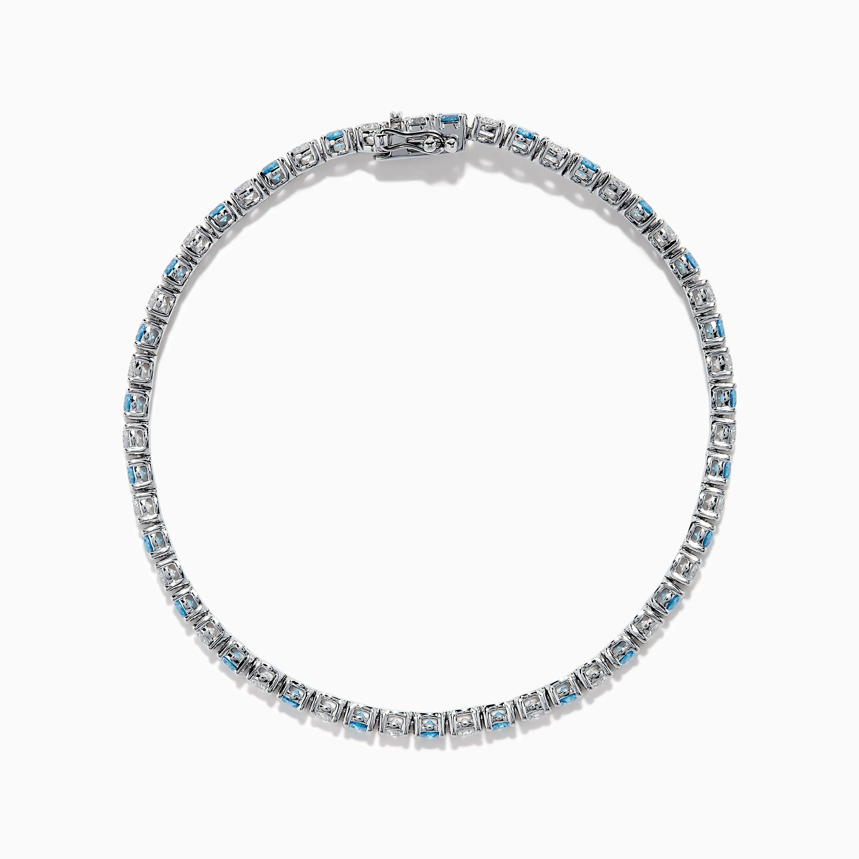 Lab Grown Blue and White Diamond Tennis Bracelet in 14K White Gold sold by Effy product image thumbnail 3
