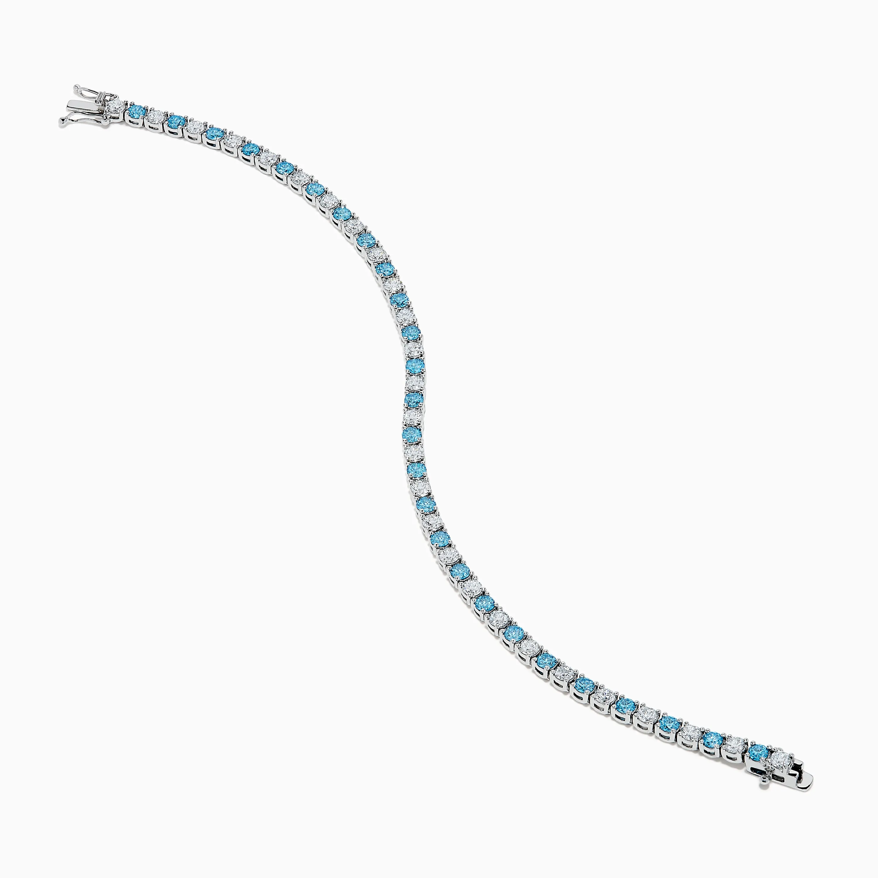 Lab Grown Blue and White Diamond Tennis Bracelet in 14K White Gold sold by Effy product image thumbnail 2