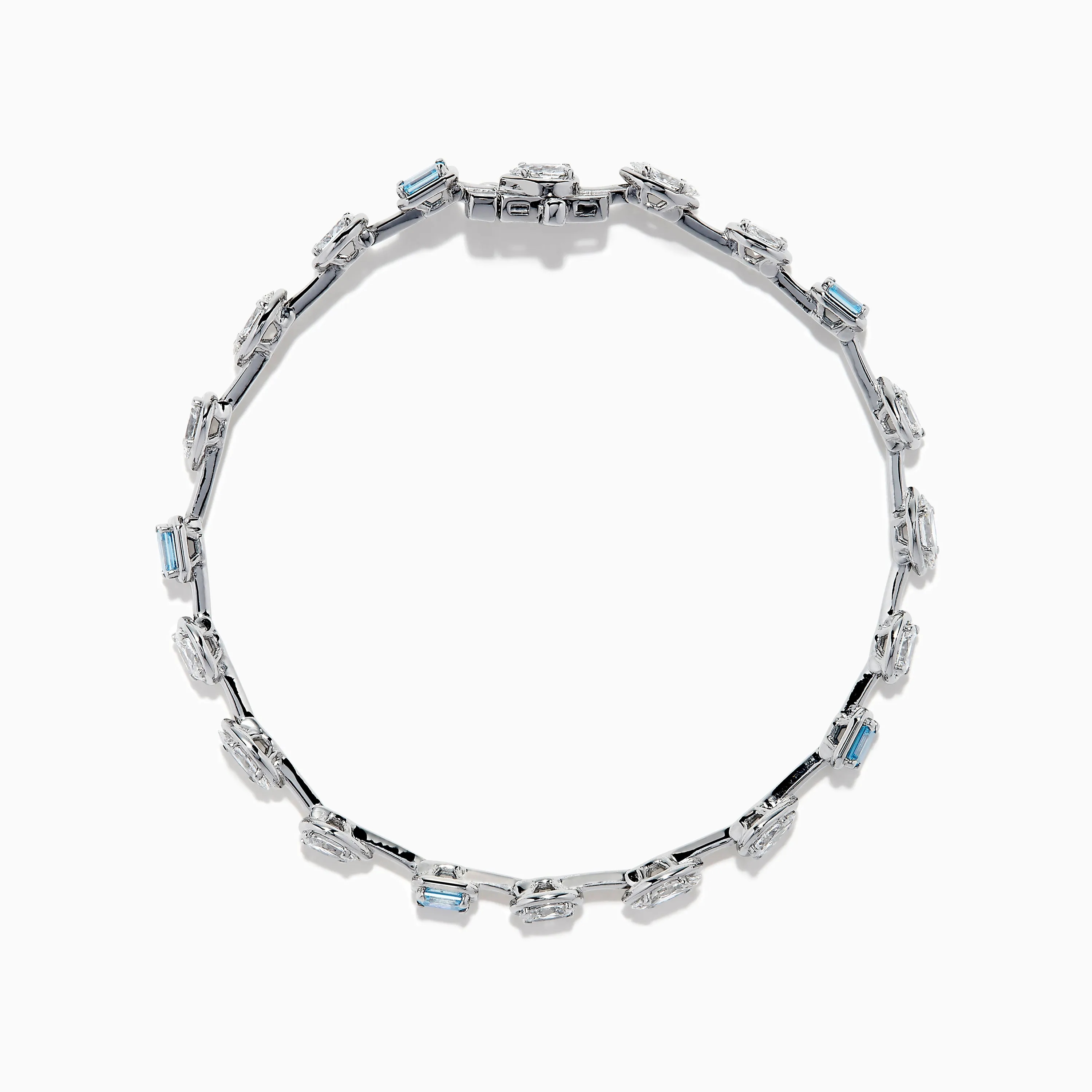 Lab Grown Blue and White Diamond Multi Shape Tennis Bracelet in 14K White Gold sold by Effy product image thumbnail 3