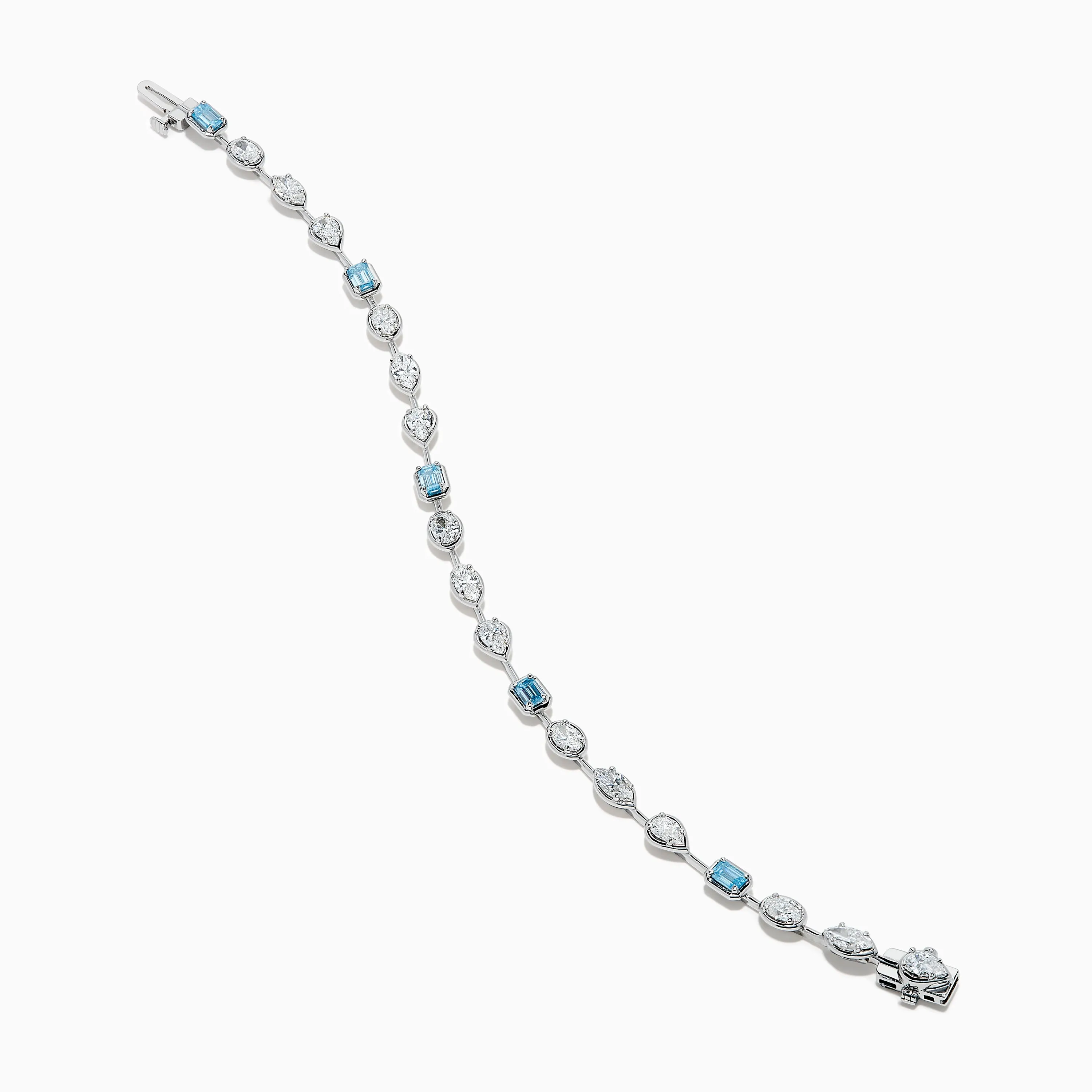 Lab Grown Blue and White Diamond Multi Shape Tennis Bracelet in 14K White Gold sold by Effy product image thumbnail 2