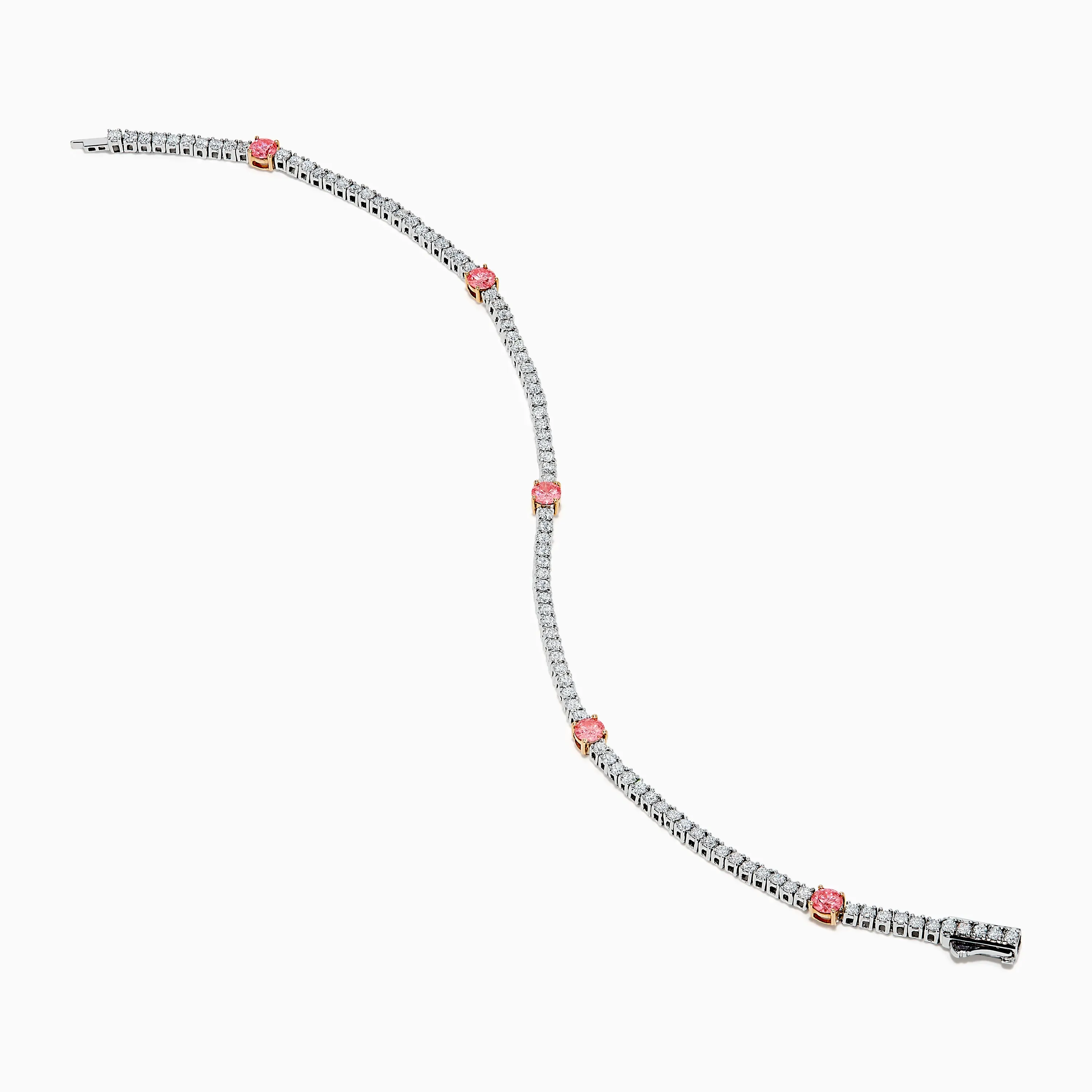 Lab Grown Pink and White Diamond Tennis Station Bracelet in 14K White Gold sold by Effy product image thumbnail 2