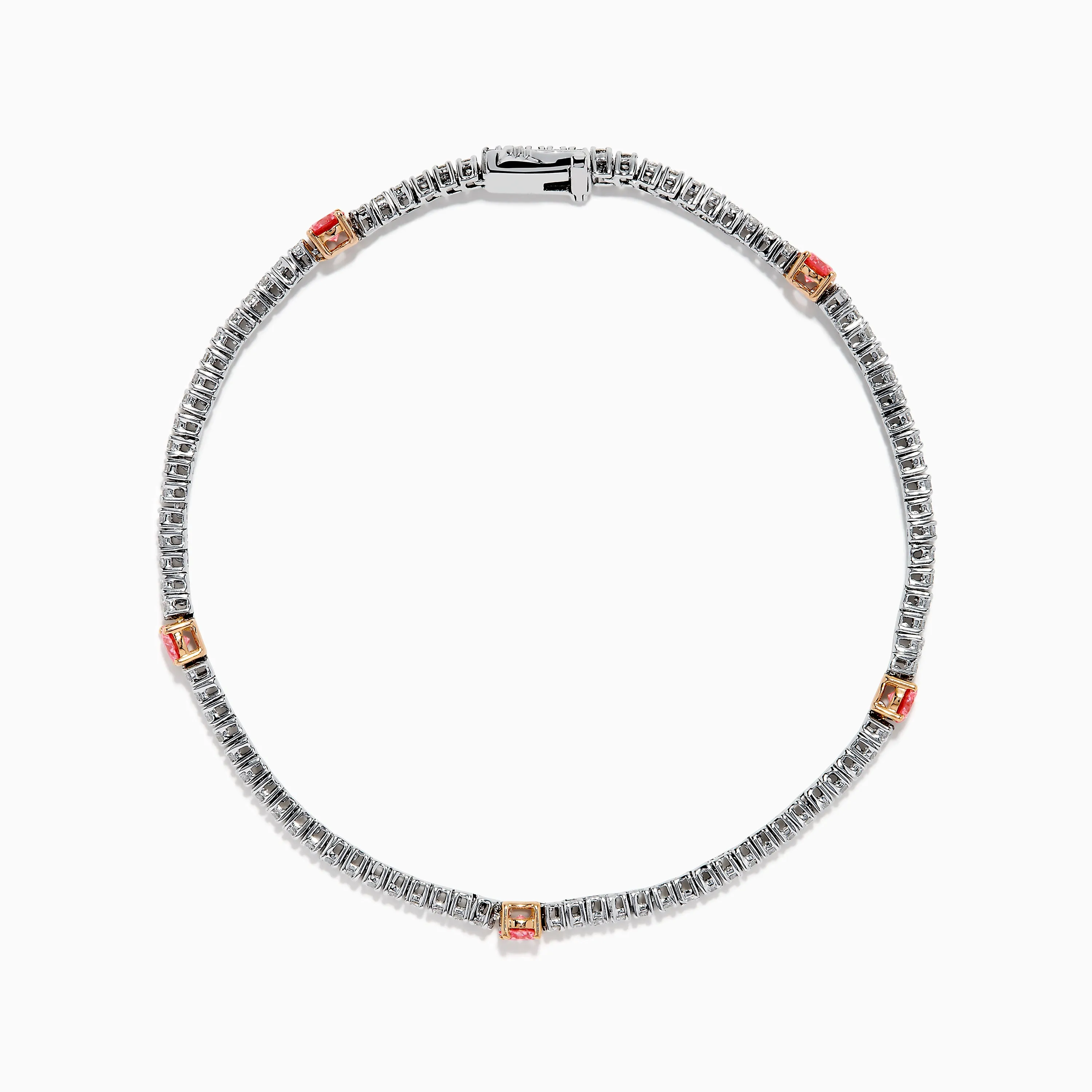 Lab Grown Pink and White Diamond Tennis Station Bracelet in 14K White Gold sold by Effy product image thumbnail 3
