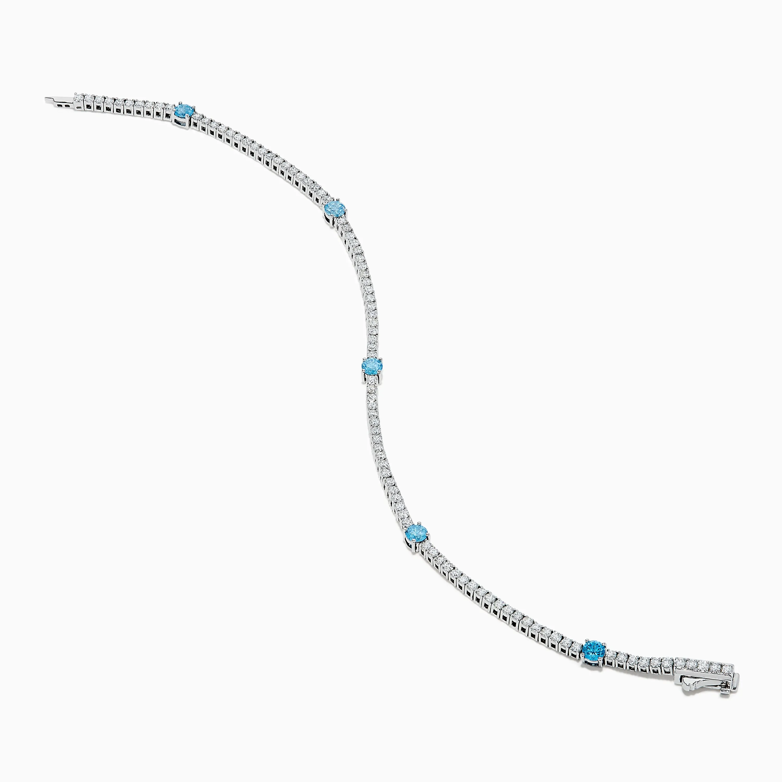 Lab Grown Blue and White Diamond Tennis Station Bracelet in 14K White Gold sold by Effy product image thumbnail 2