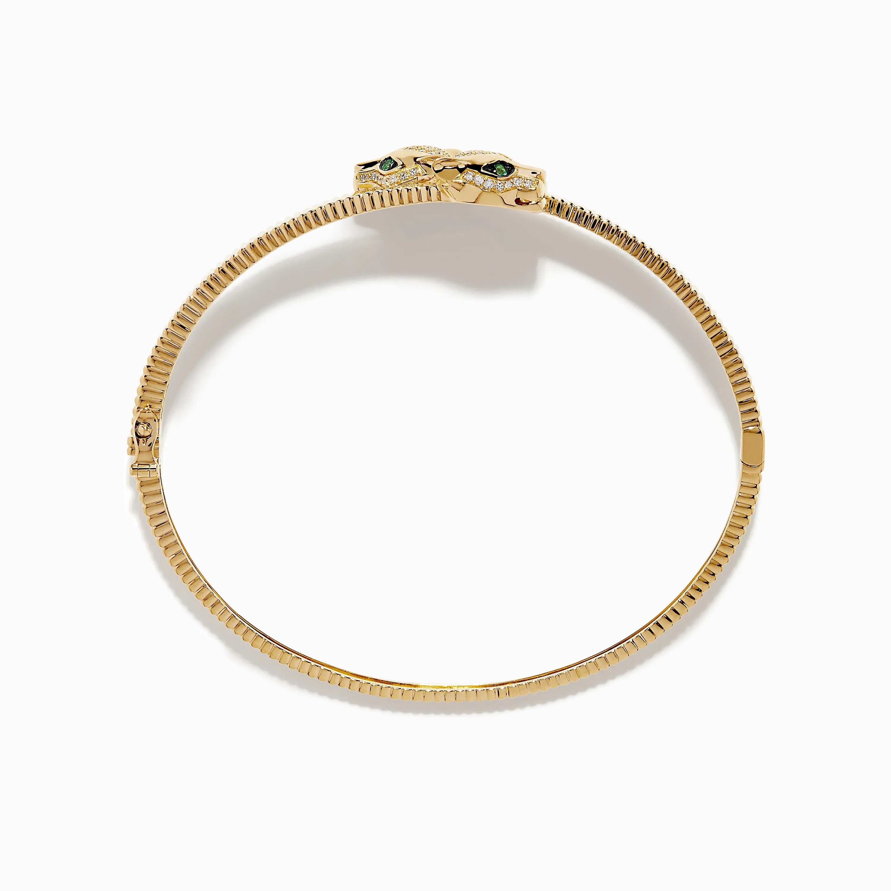 Signature 14K YGold Diamond and Emerald Panther Bypass Bangle sold by Effy product image thumbnail 3