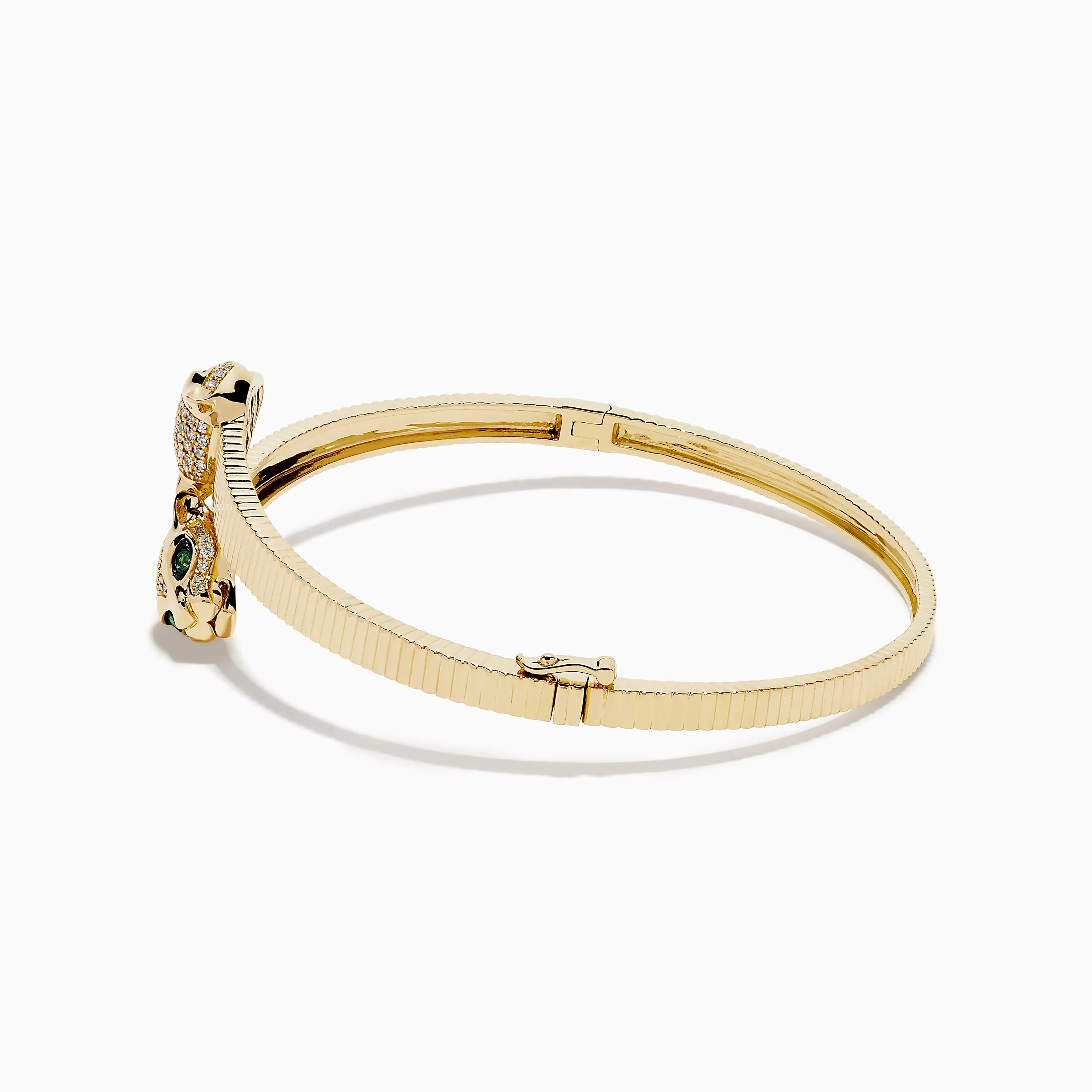 Signature 14K YGold Diamond and Emerald Panther Bypass Bangle sold by Effy product image thumbnail 4