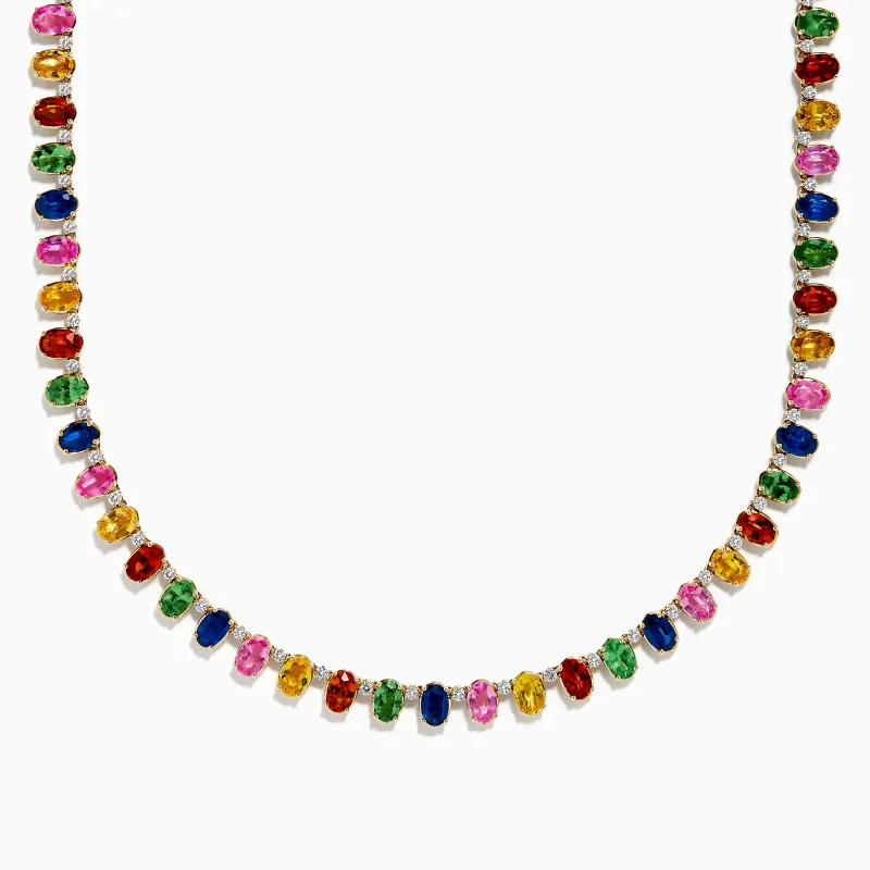 Watercolor 14K Yellow Gold Multi Sapphire and Diamond Necklace sold by Effy