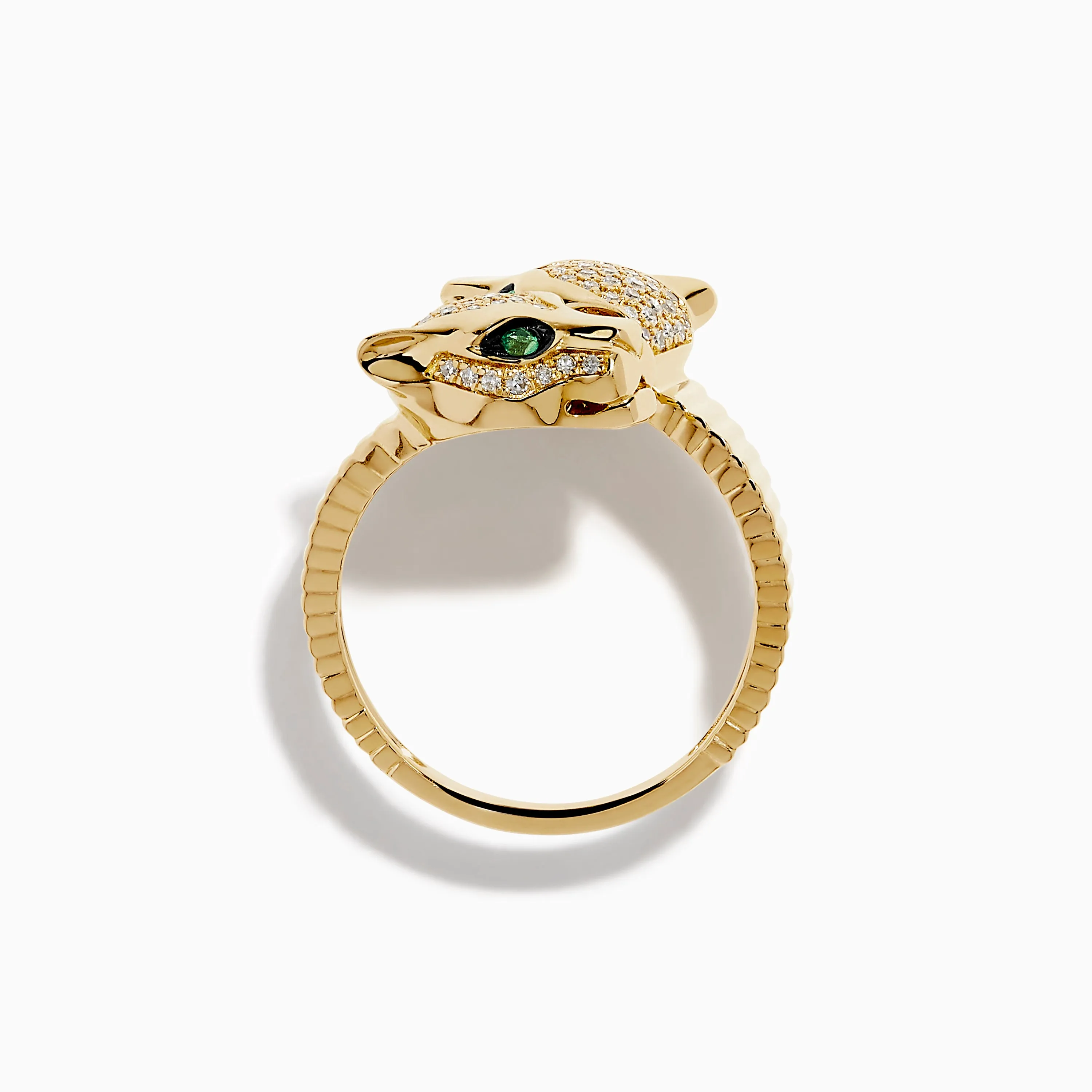 Signature 14K Yellow Gold Diamond and Emerald Panther Bypass Ring sold by Effy product image thumbnail 3