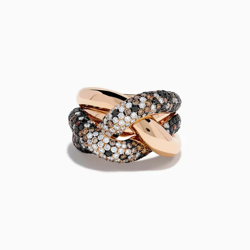 14K Rose Gold Black, White and Espresso Intertwined Ring sold by Effy