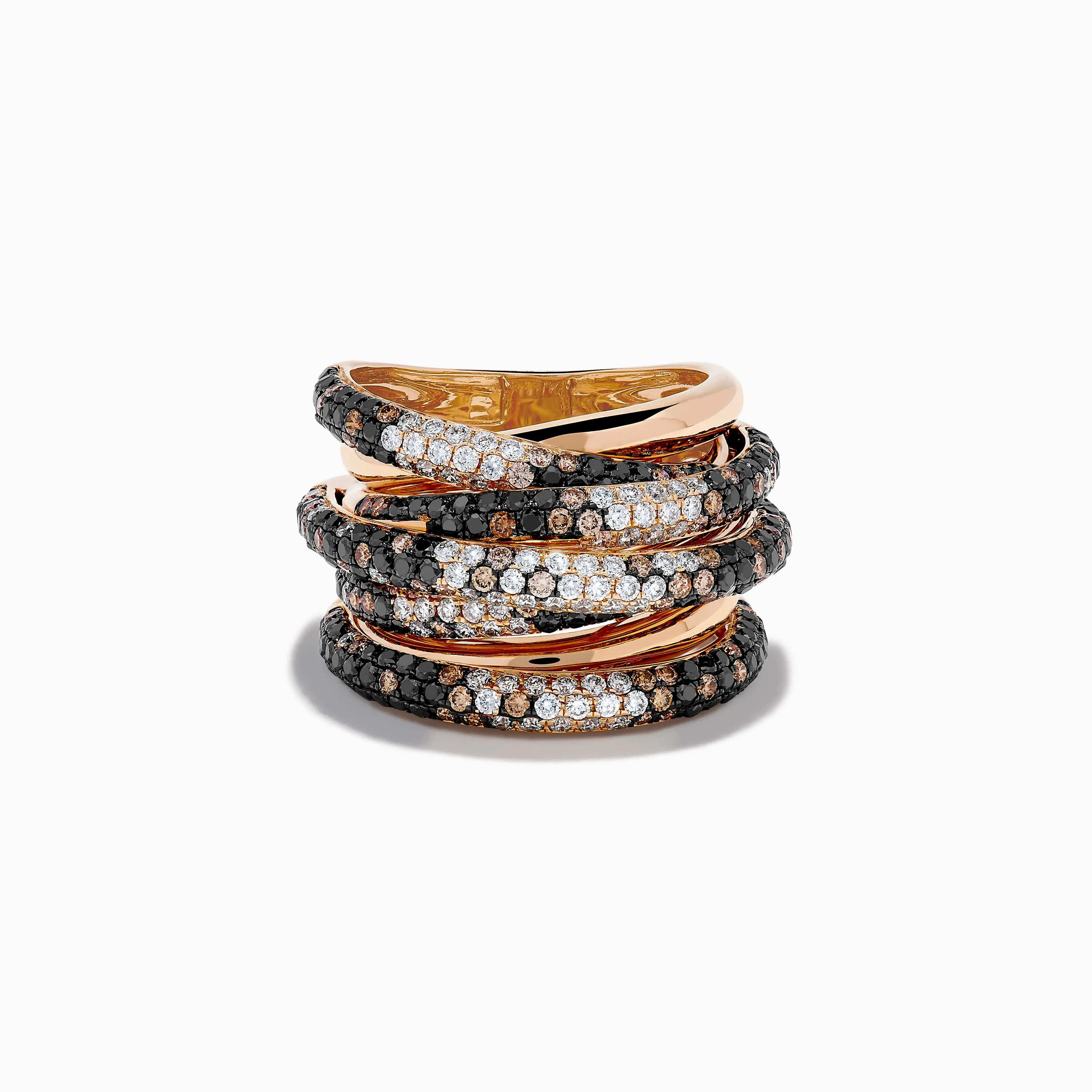 14K Rose Gold Black, White and Espresso Criss Cross Ring sold by Effy
