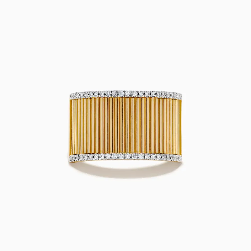 D'Oro 14K Yellow Gold Diamond Wide Band Ring sold by Effy