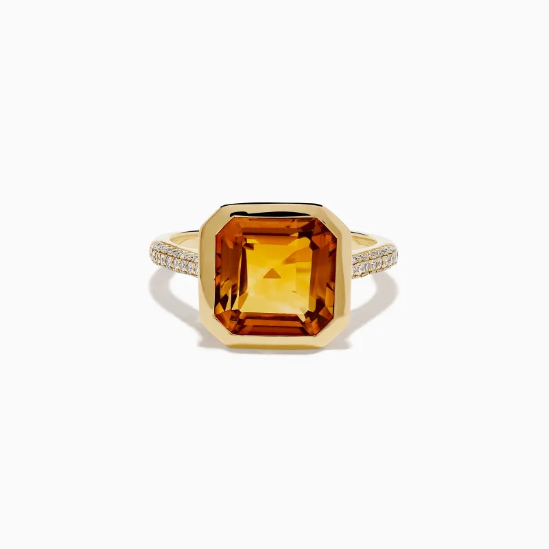 Sunset 14K Yellow Gold Citrine and Diamond Ring sold by Effy