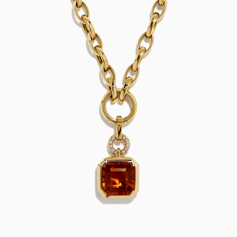 Sunset 14K Yellow Gold Citrine and Diamond Pendant sold by Effy