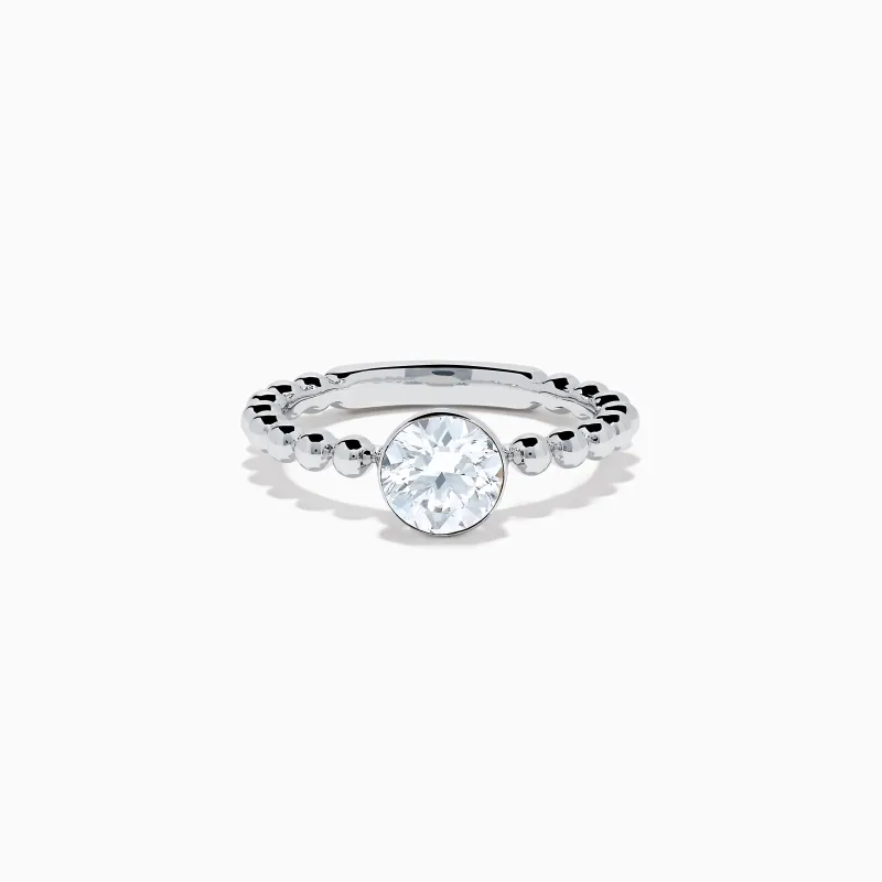 Star Lab Grown Diamond Solitaire Beaded Ring in 18K White Gold sold by Effy