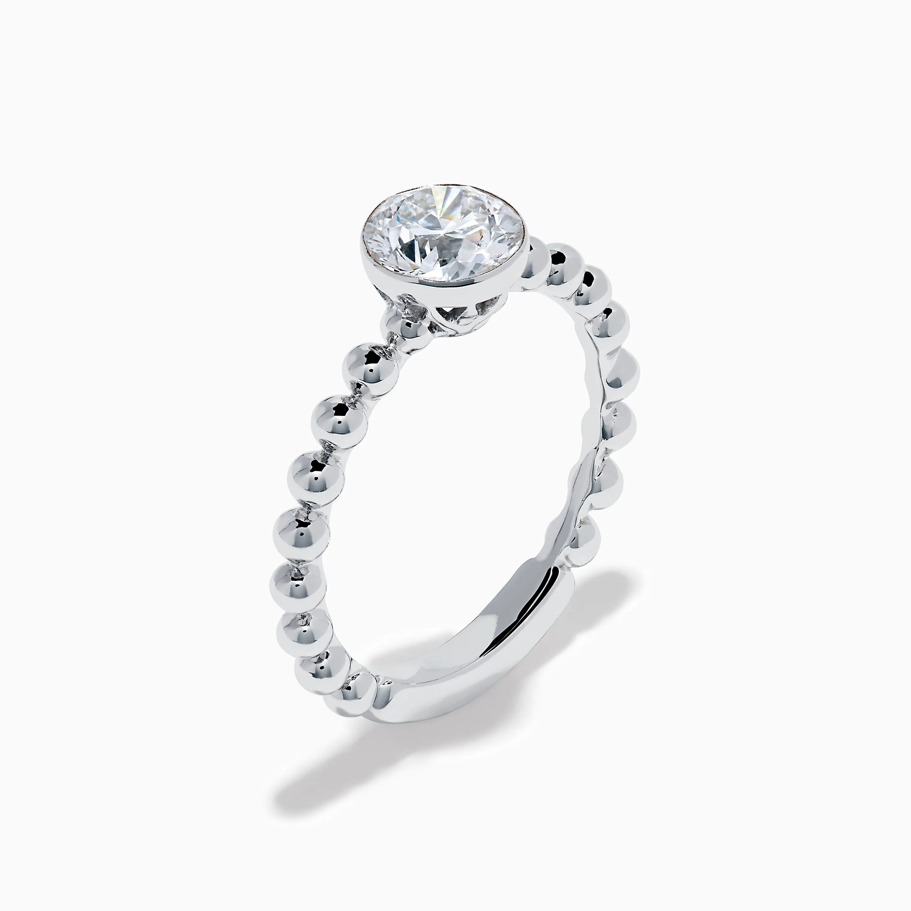 Star Lab Grown Diamond Solitaire Beaded Ring in 18K White Gold sold by Effy product image thumbnail 4