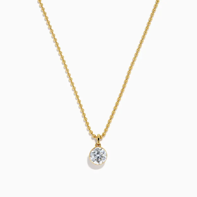 Star Lab Grown Diamond Solitaire Beaded Pendant in 18K Yellow Gold sold by Effy