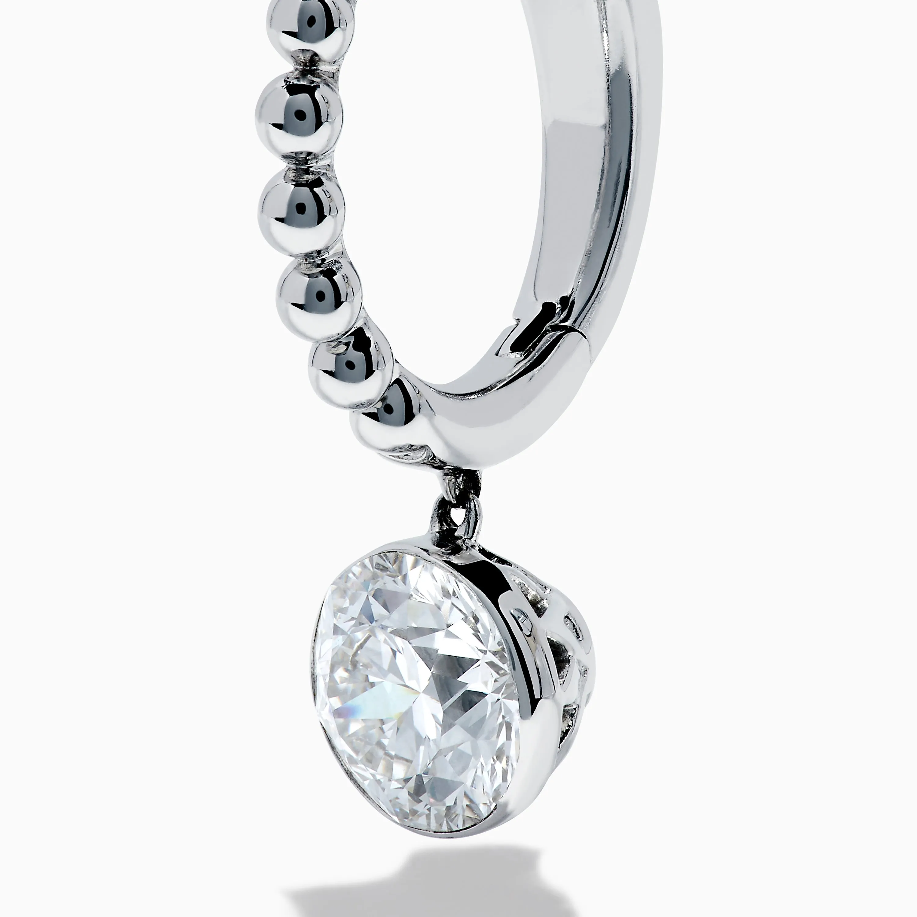 Star Lab Grown Diamond Beaded Hoop Solitaire Drop Earrings in 18K White Gold sold by Effy product image thumbnail 2