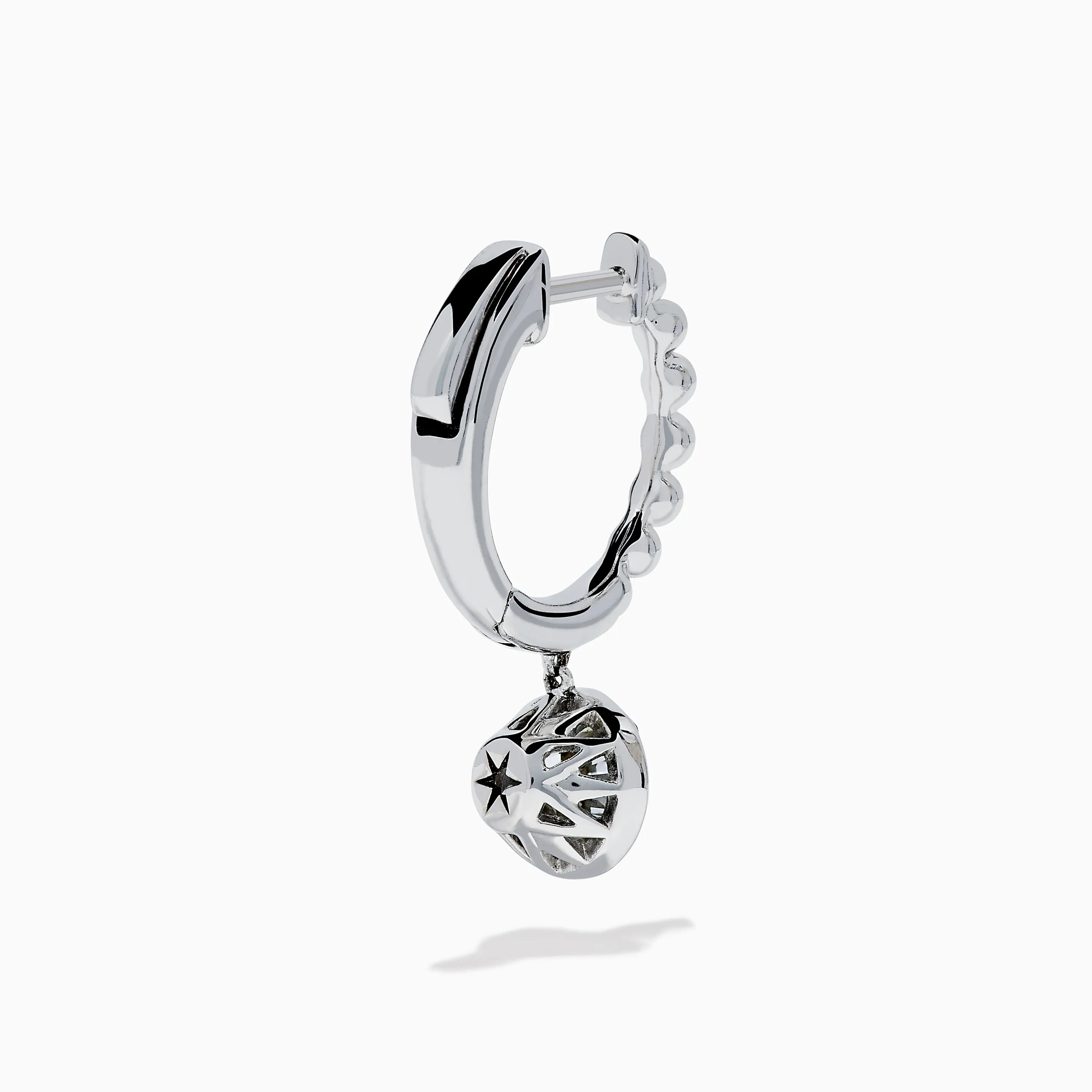 Star Lab Grown Diamond Beaded Hoop Solitaire Drop Earrings in 18K White Gold sold by Effy product image thumbnail 4