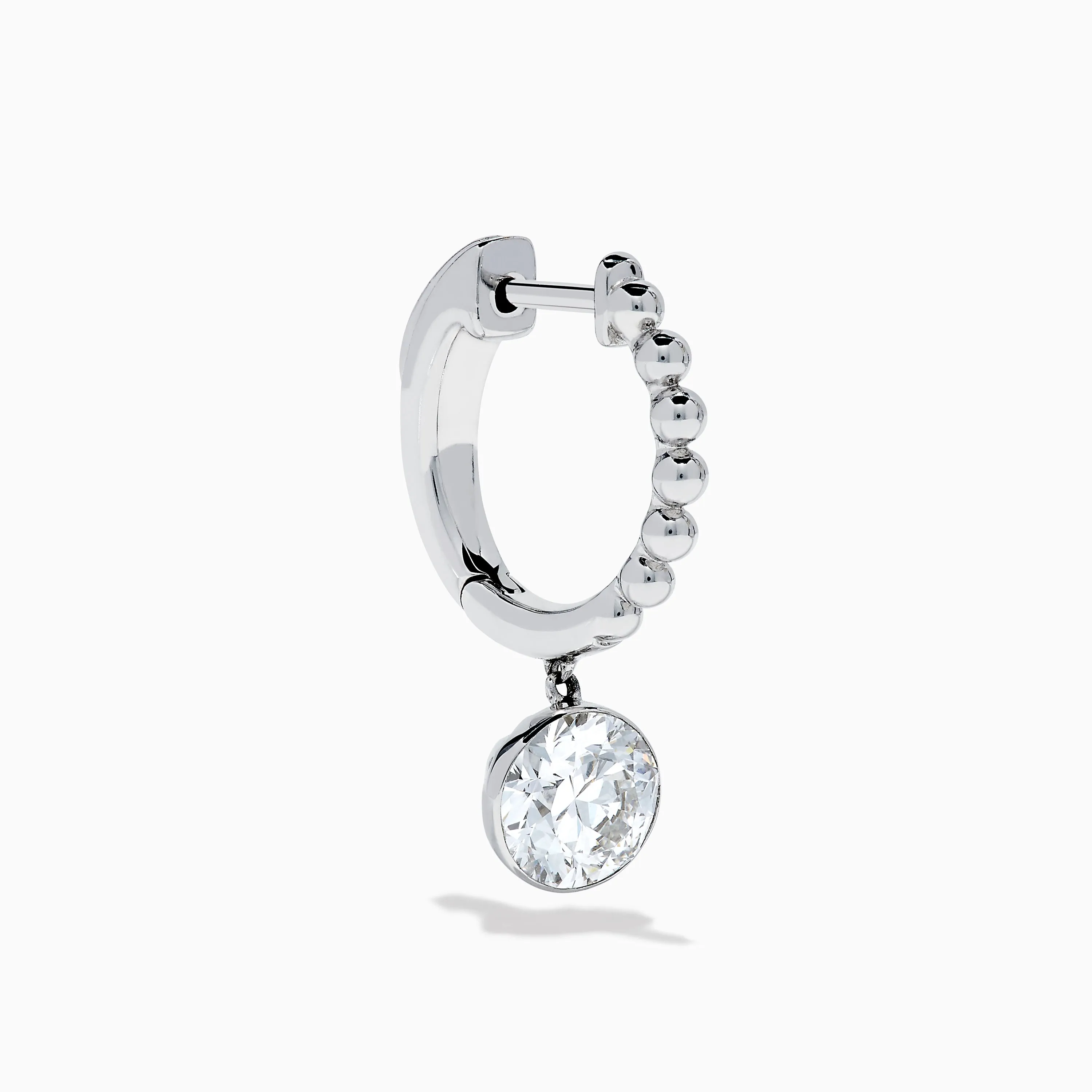 Star Lab Grown Diamond Beaded Hoop Solitaire Drop Earrings in 18K White Gold sold by Effy product image thumbnail 3