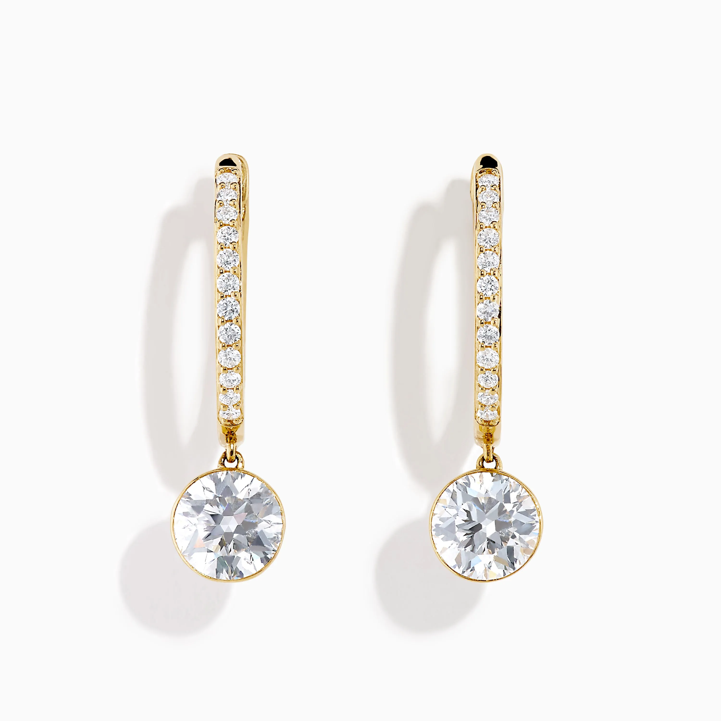 Star Lab Grown Diamond Pave Hoop Solitaire Drop Earrings in 18K Yellow Gold sold by Effy