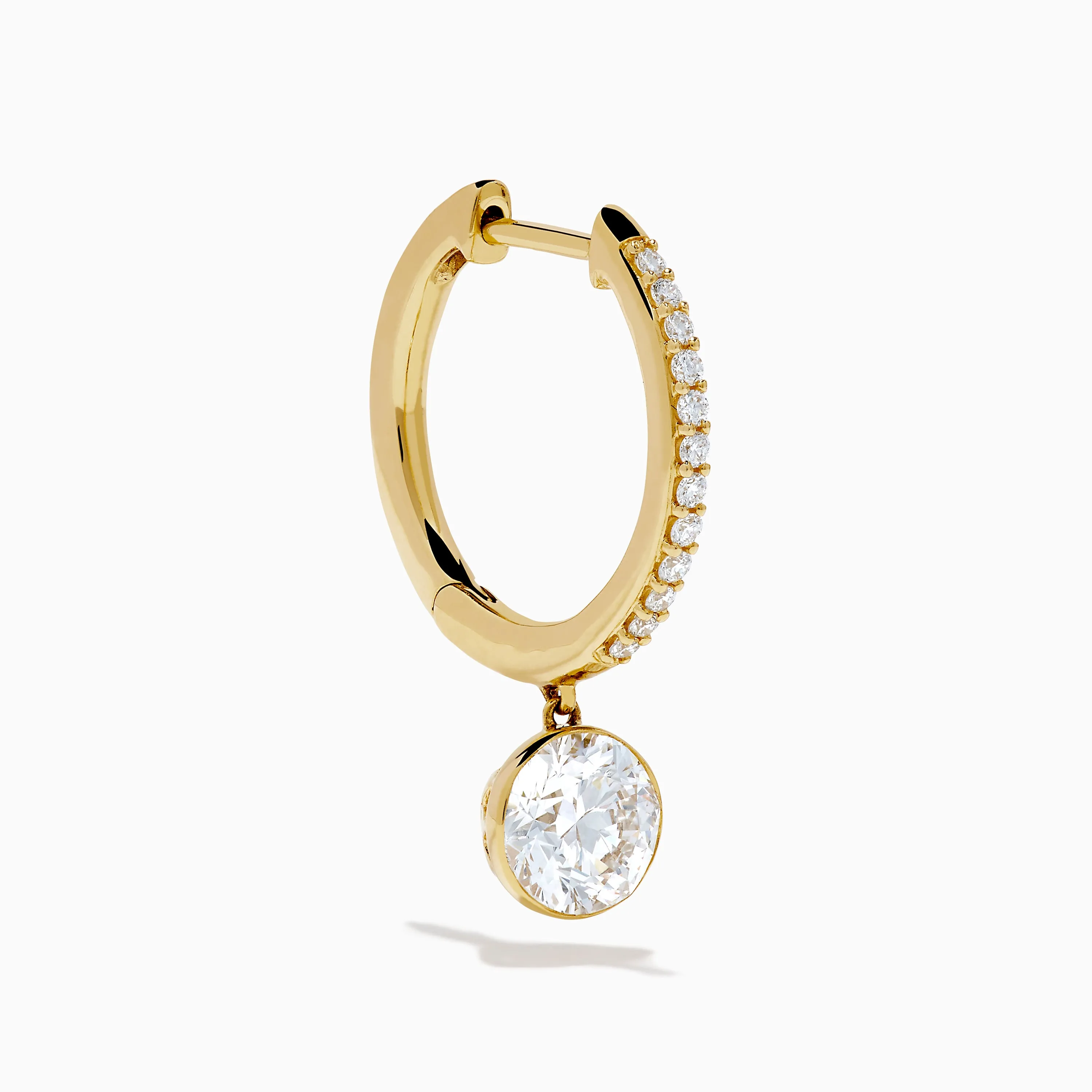 Star Lab Grown Diamond Pave Hoop Solitaire Drop Earrings in 18K Yellow Gold sold by Effy product image thumbnail 3