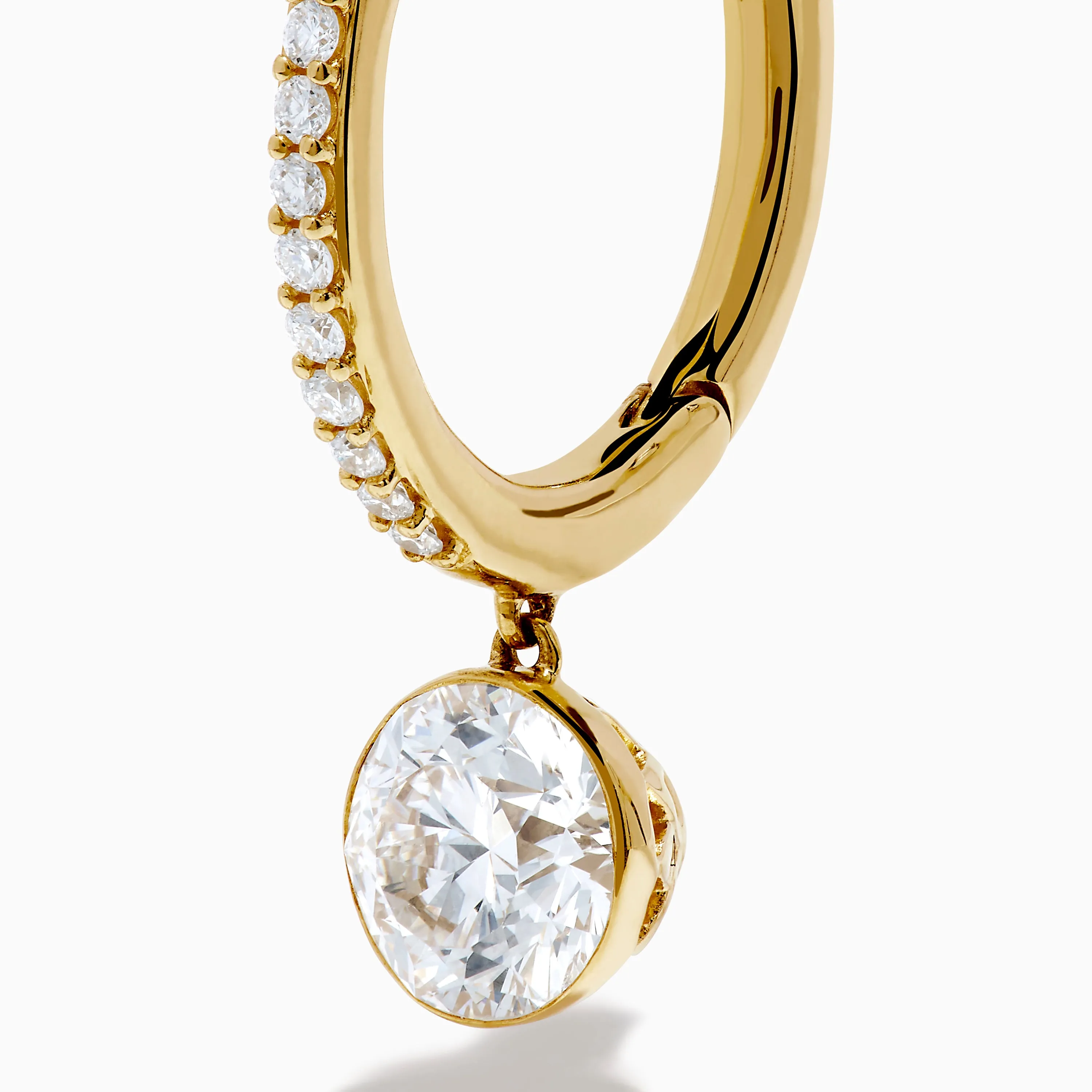 Star Lab Grown Diamond Pave Hoop Solitaire Drop Earrings in 18K Yellow Gold sold by Effy product image thumbnail 2