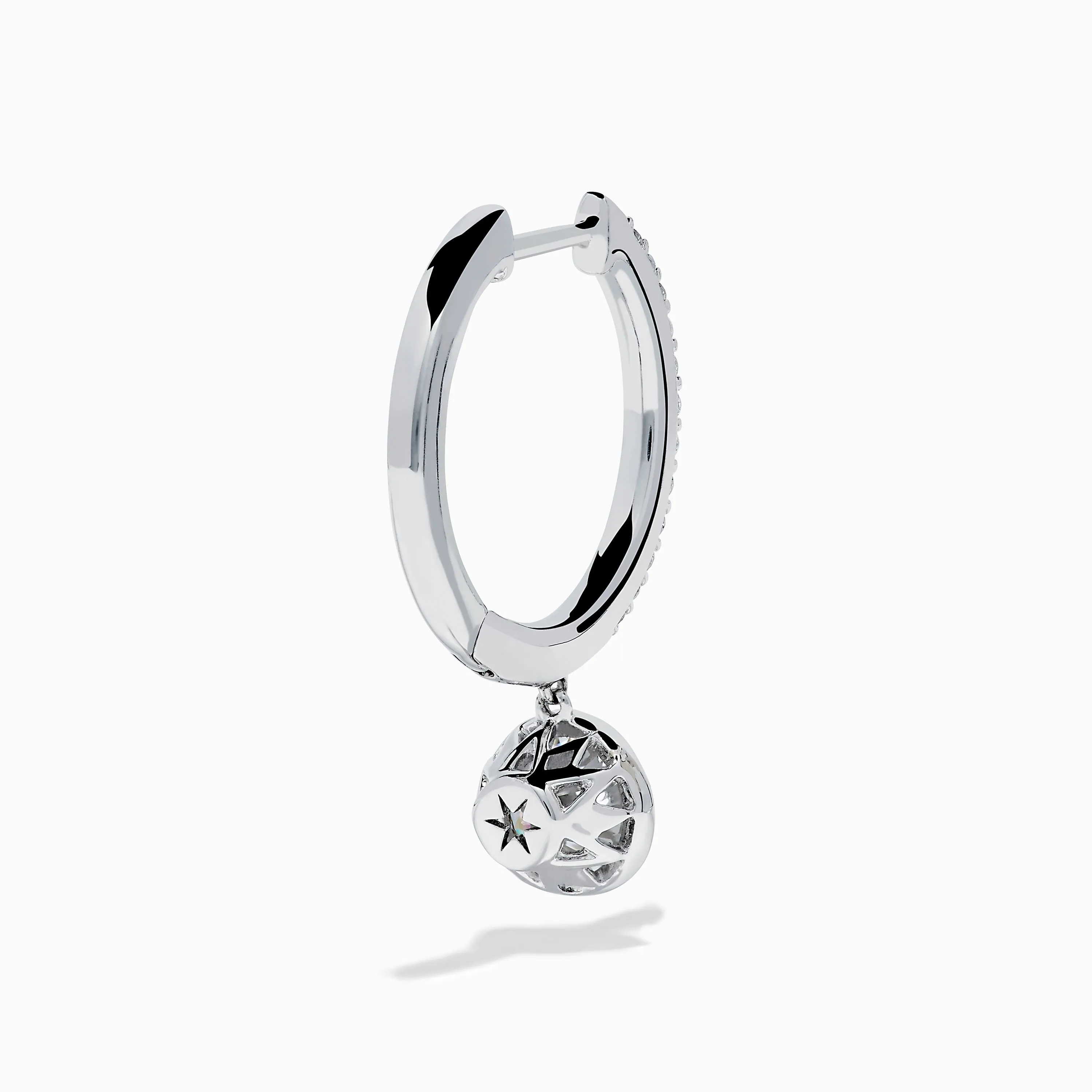 Star Lab Grown Diamond Pave Hoop Solitaire Earrings in 18K White Gold sold by Effy product image thumbnail 4