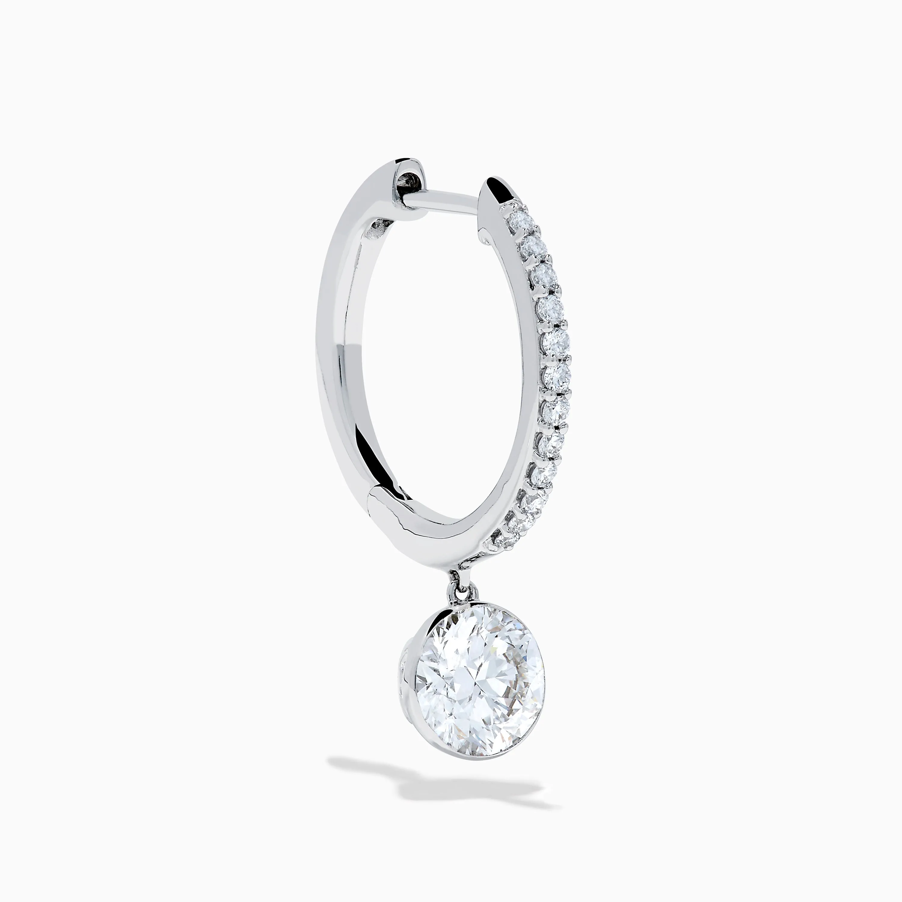 Star Lab Grown Diamond Pave Hoop Solitaire Earrings in 18K White Gold sold by Effy product image thumbnail 3