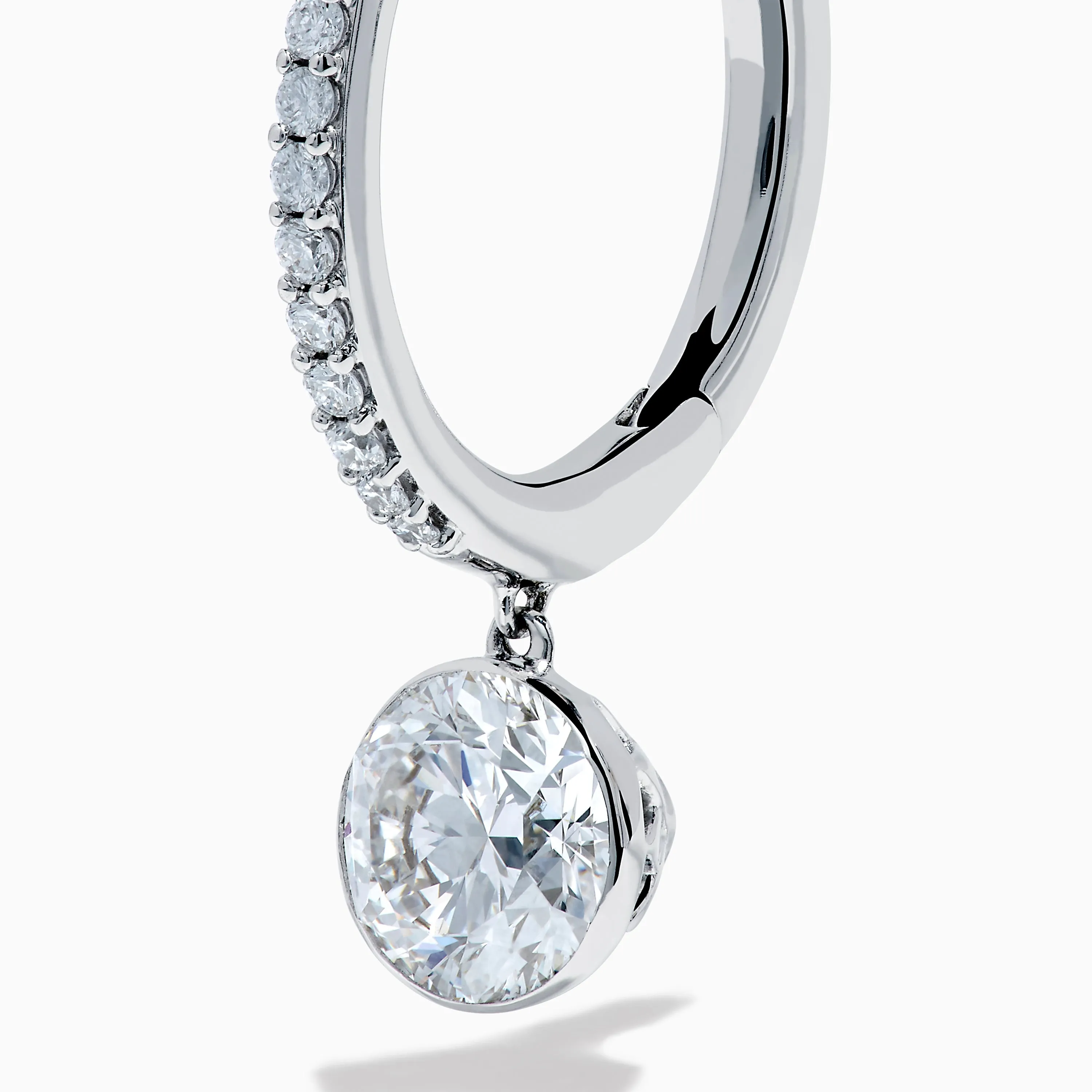 Star Lab Grown Diamond Pave Hoop Solitaire Earrings in 18K White Gold sold by Effy product image thumbnail 2