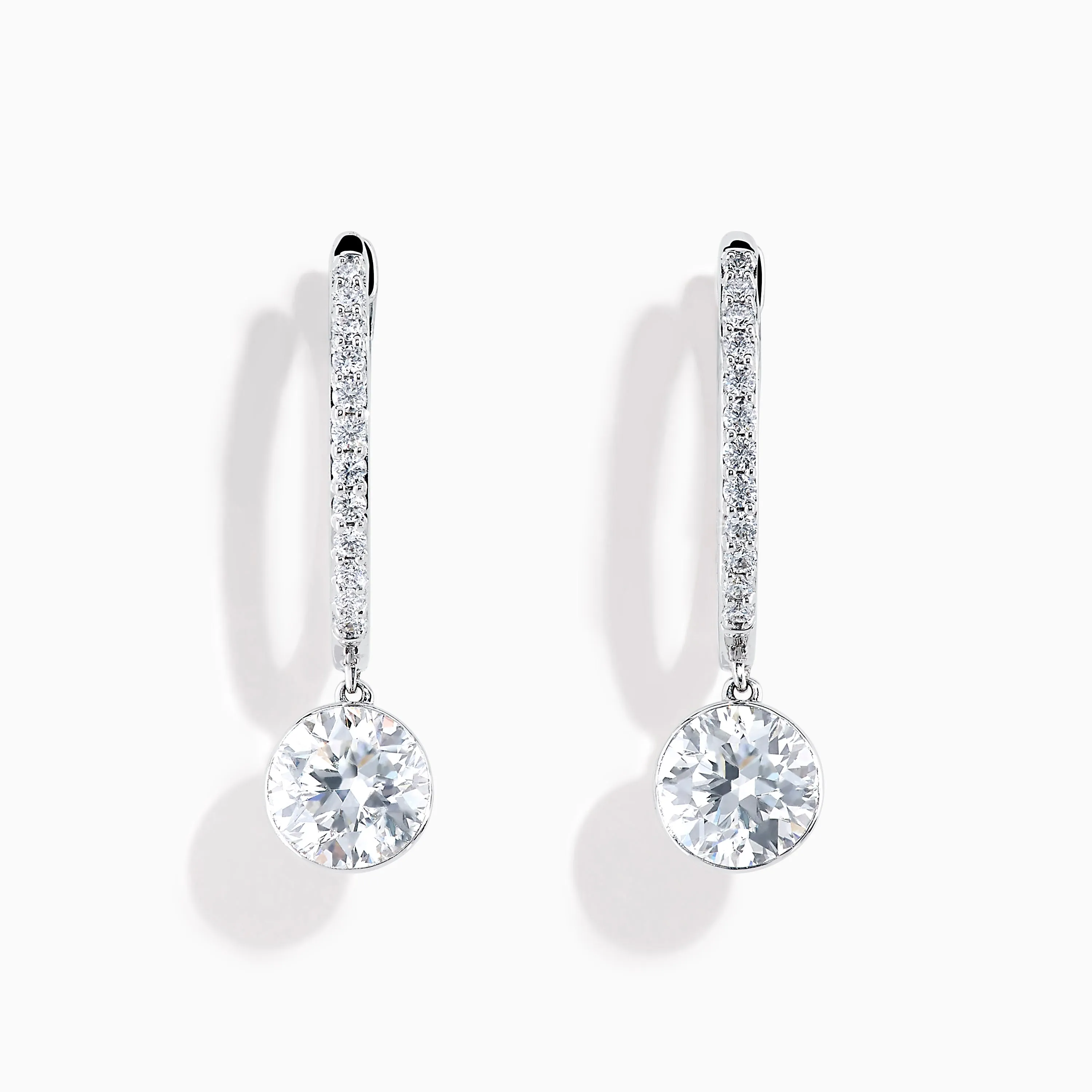 Star Lab Grown Diamond Pave Hoop Solitaire Earrings in 18K White Gold sold by Effy