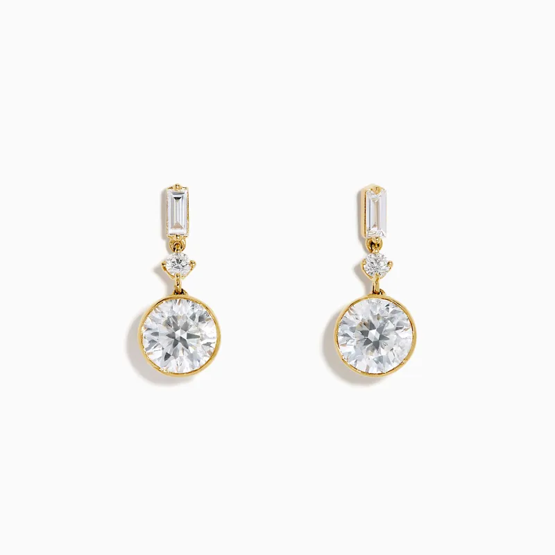 Star Lab Grown Diamond Bezel Solitaire Drop Earrings in 18K Yellow Gold sold by Effy