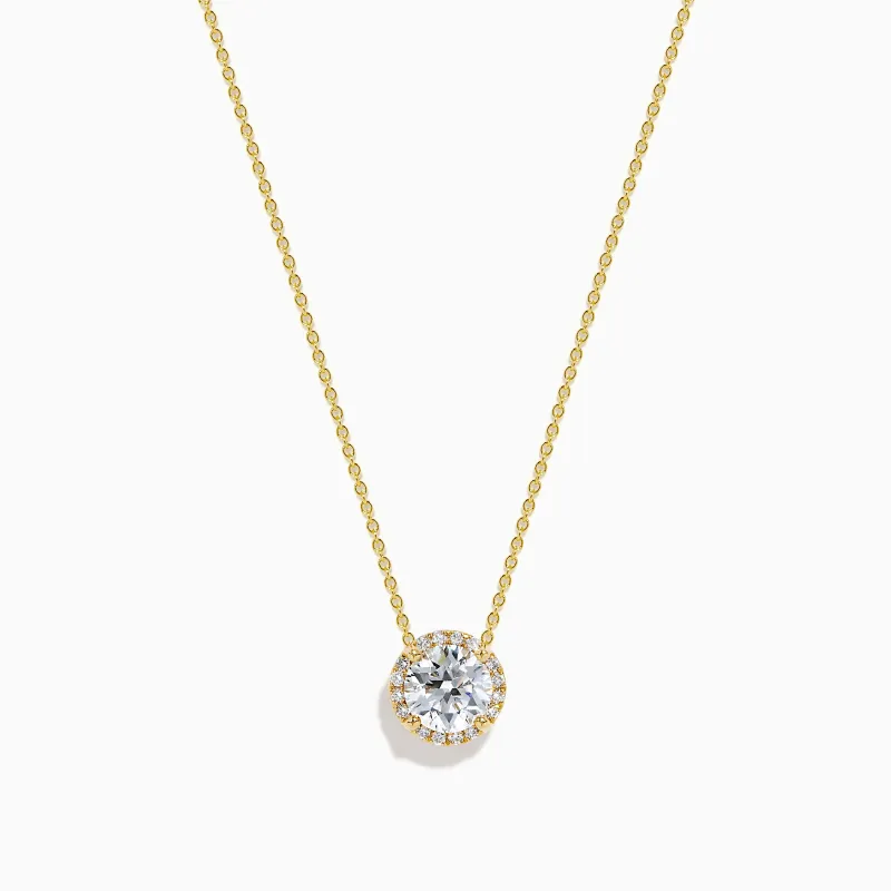 Star Lab Grown Diamond Halo Pendant in 18K Yellow Gold sold by Effy