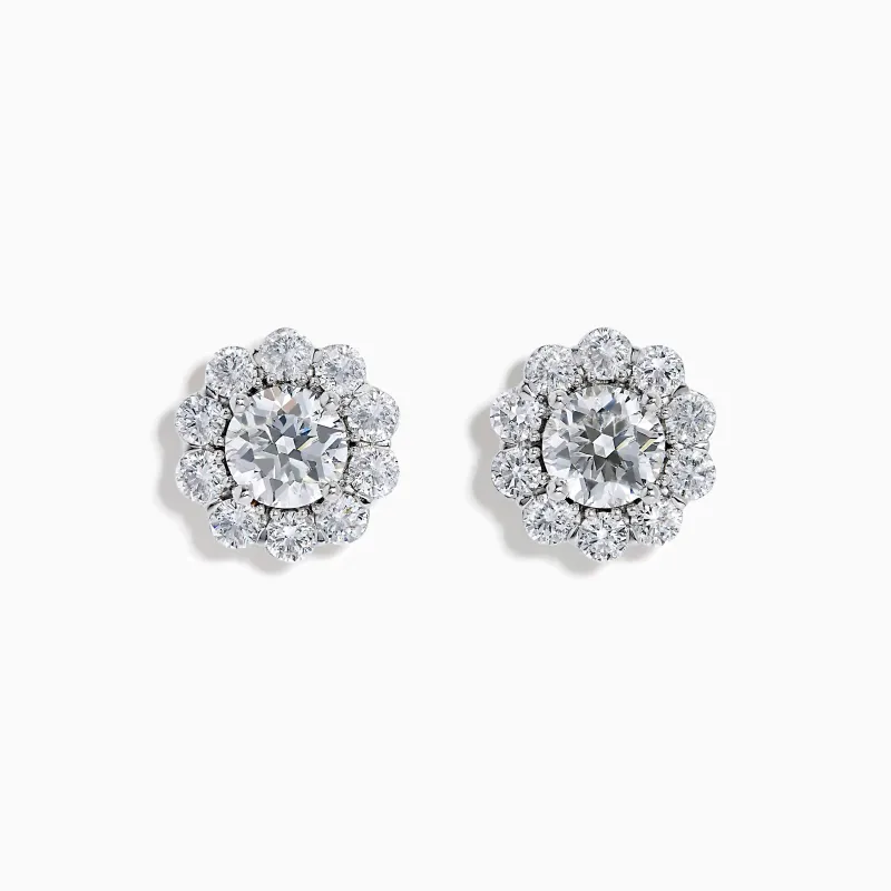 Star Lab Grown Diamond Fleur Stud Earrings in 18K White Gold sold by Effy