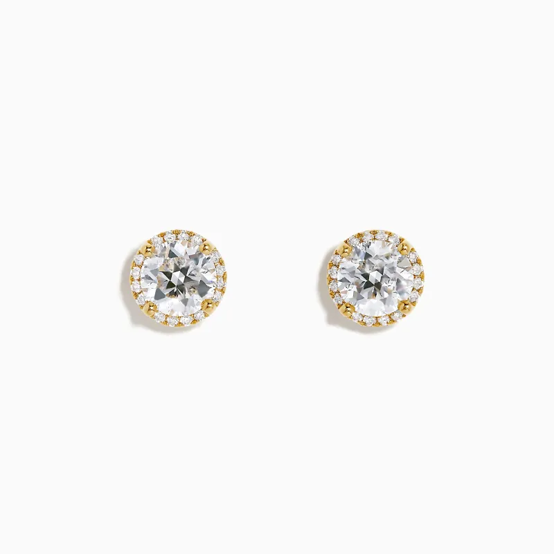 Star Lab Grown Diamond Halo Stud Earrings in 18K Yellow Gold sold by Effy
