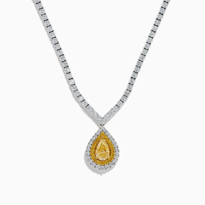 18K Two-Tone Gold Yellow and White Diamond Double Halo Necklace sold by Effy