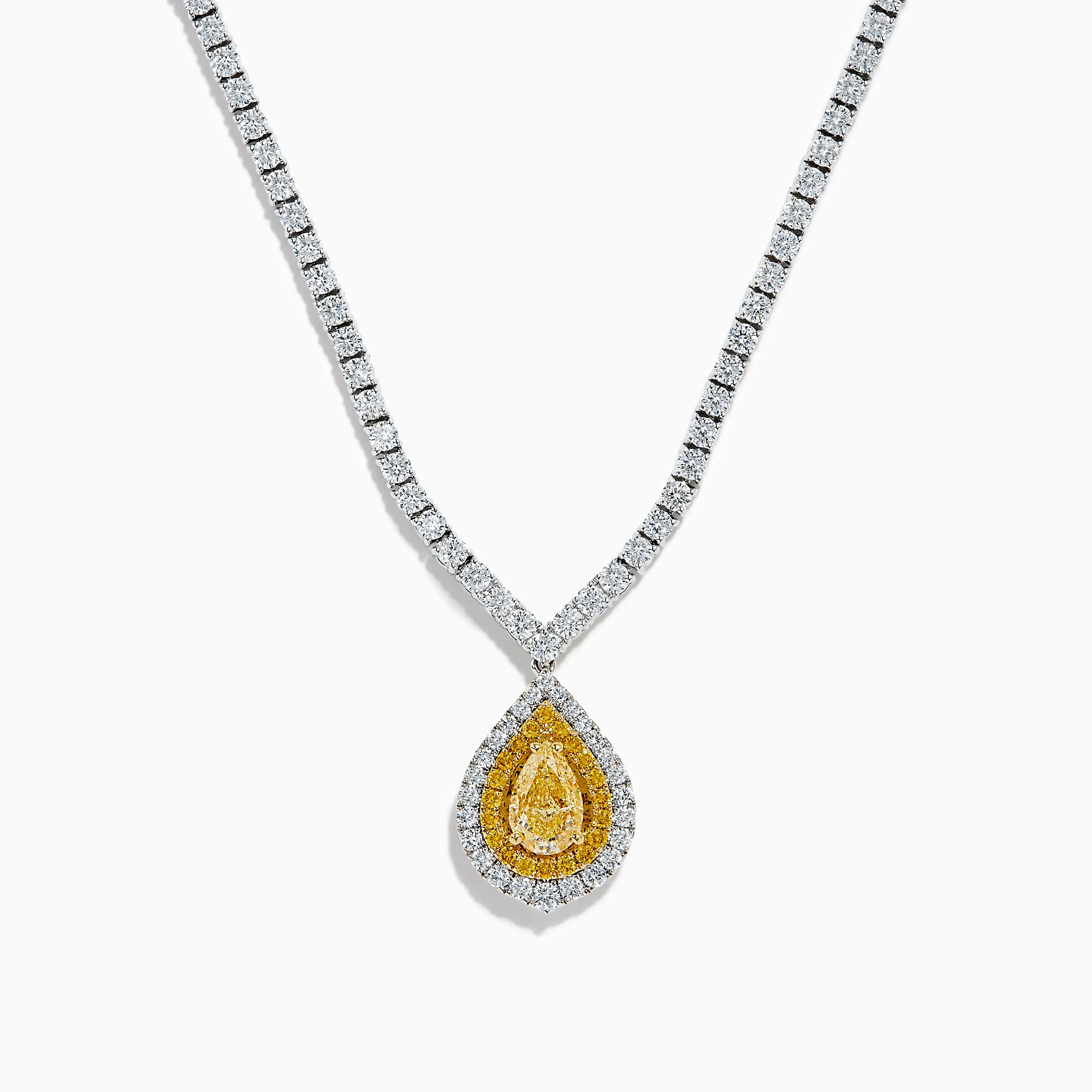 18K Two-Tone Gold Yellow and White Diamond Double Halo Necklace sold by Effy