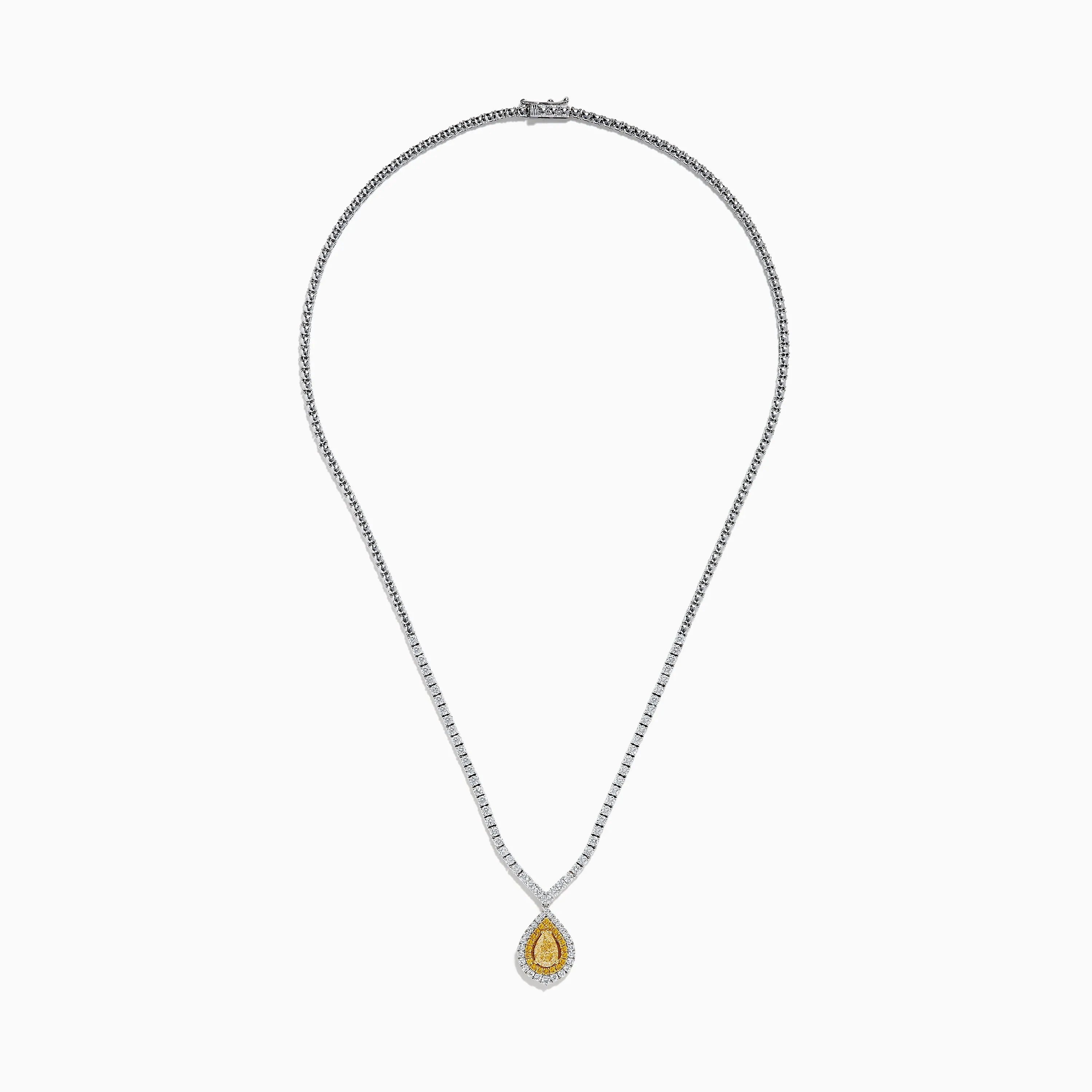 18K Two-Tone Gold Yellow and White Diamond Double Halo Necklace sold by Effy product image thumbnail 3