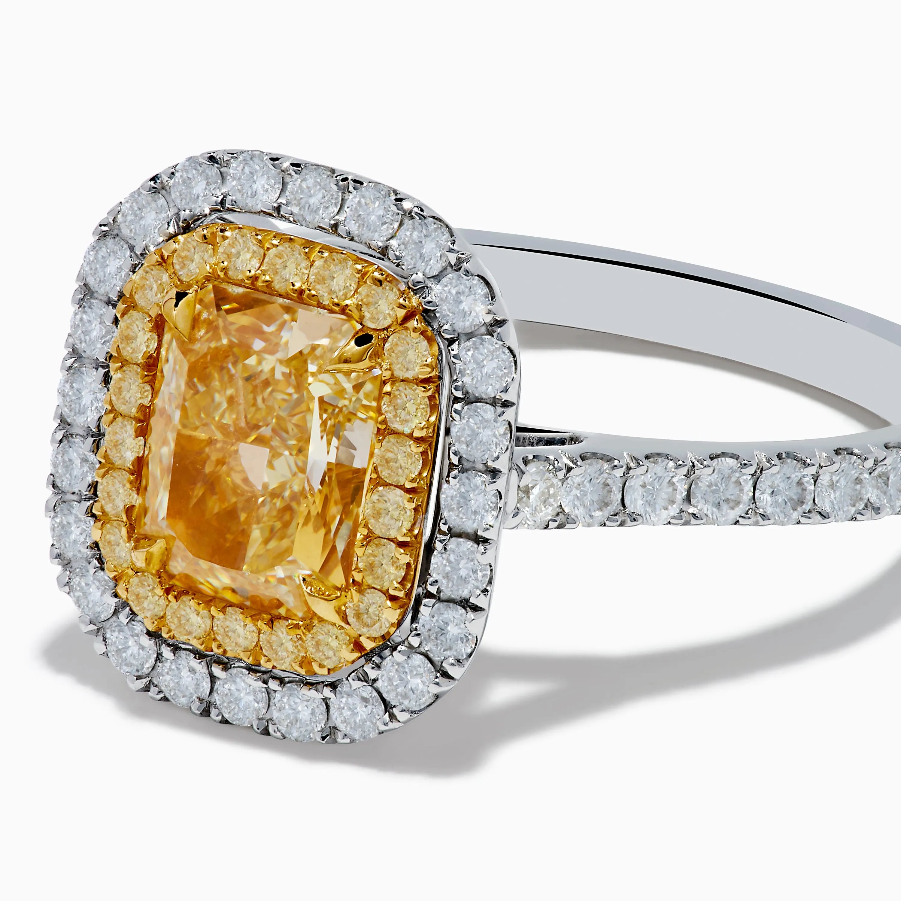 18K Gold Yellow and White Double Halo GIA Certified Diamond Ring sold by Effy product image thumbnail 2