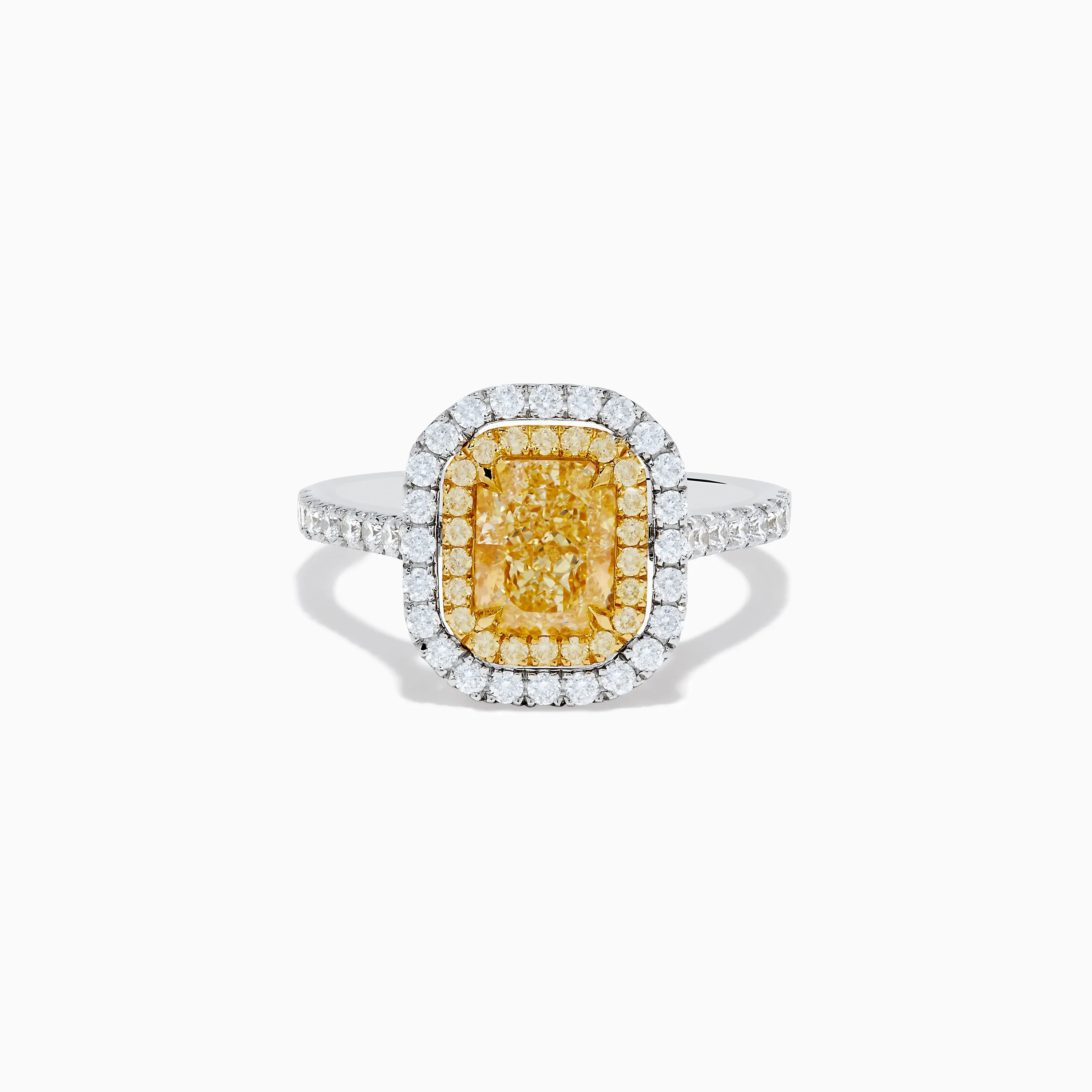 18K Gold Yellow and White Double Halo GIA Certified Diamond Ring sold by Effy
