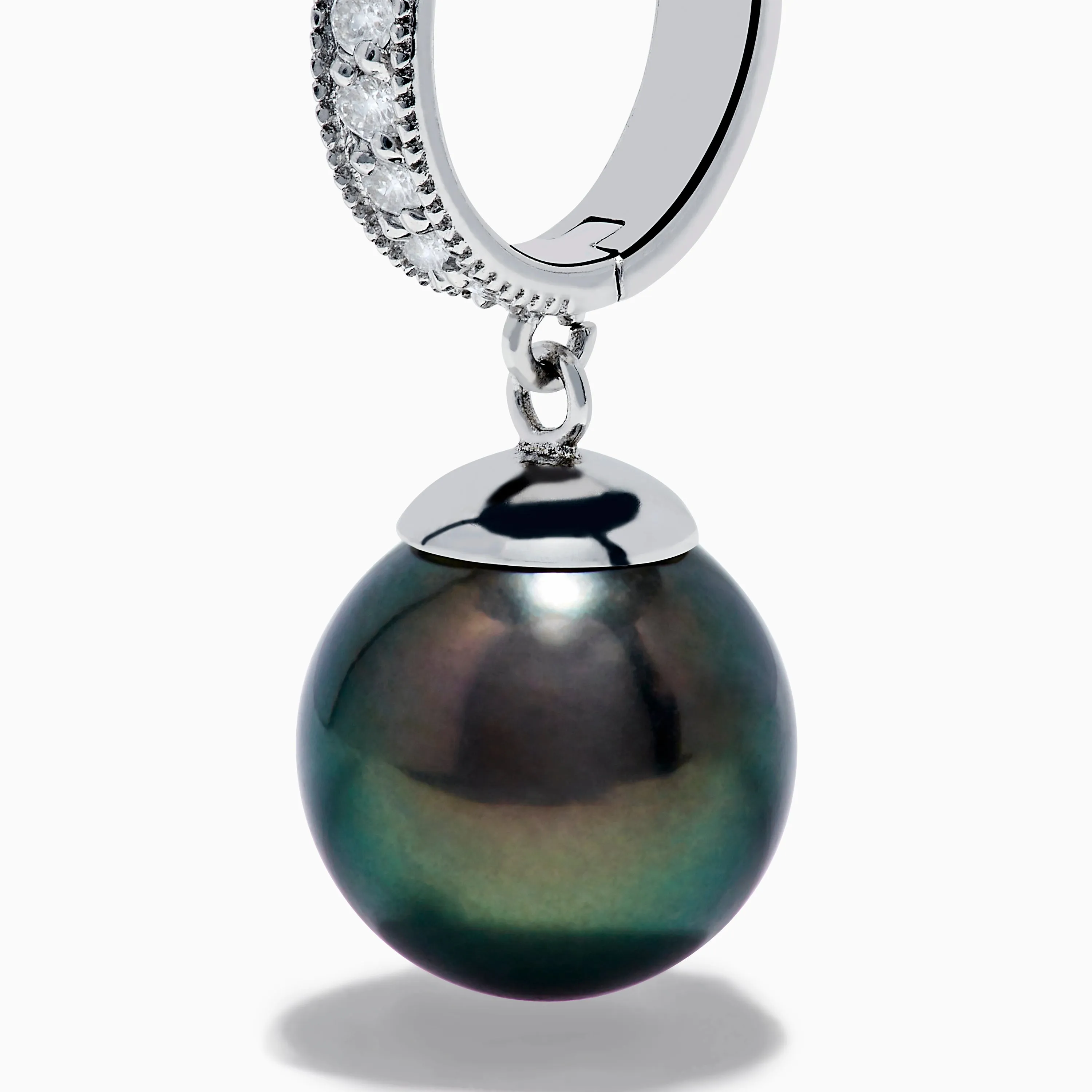 14K White Gold Tahitian Pearl and Diamond Drop Earrings sold by Effy product image thumbnail 2