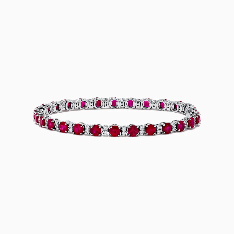 Ruby Royale 18K White Gold Ruby and Diamond Tennis Bracelet sold by Effy
