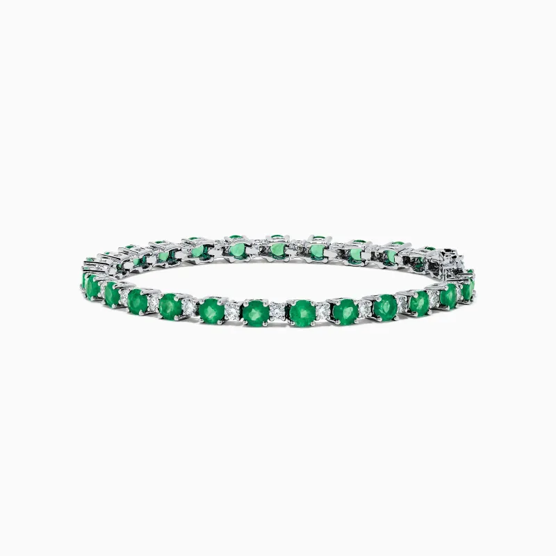 Brasilica 14K White Gold Emerald and Diamond Tennis Bracelet sold by Effy