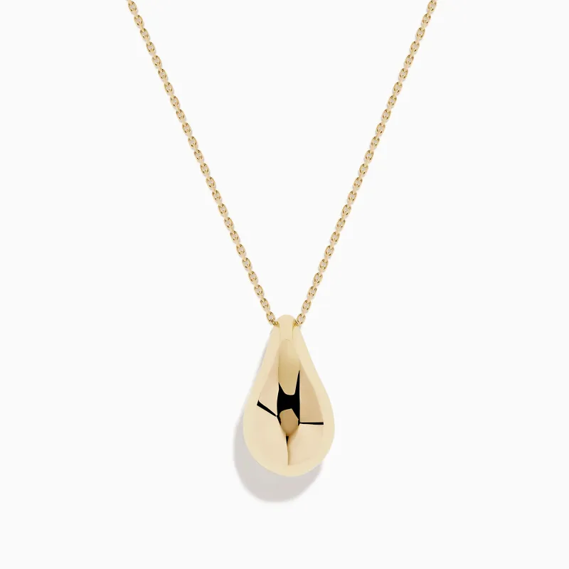 14 Karat Yellow Gold Polished Hollow Teardrop Pendant sold by Effy