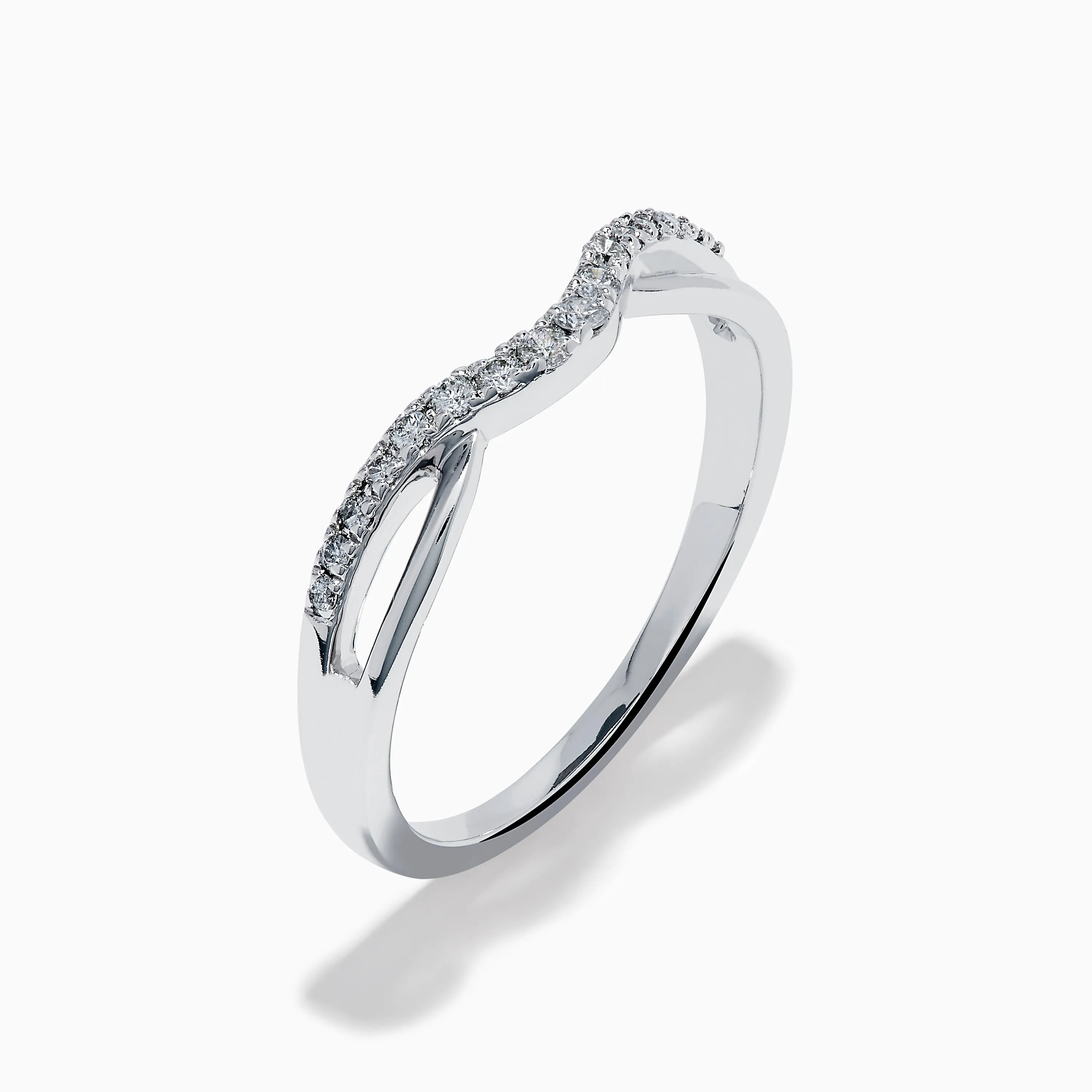 Classique 14K White Gold Diamond Curved Wedding Band sold by Effy product image thumbnail 4