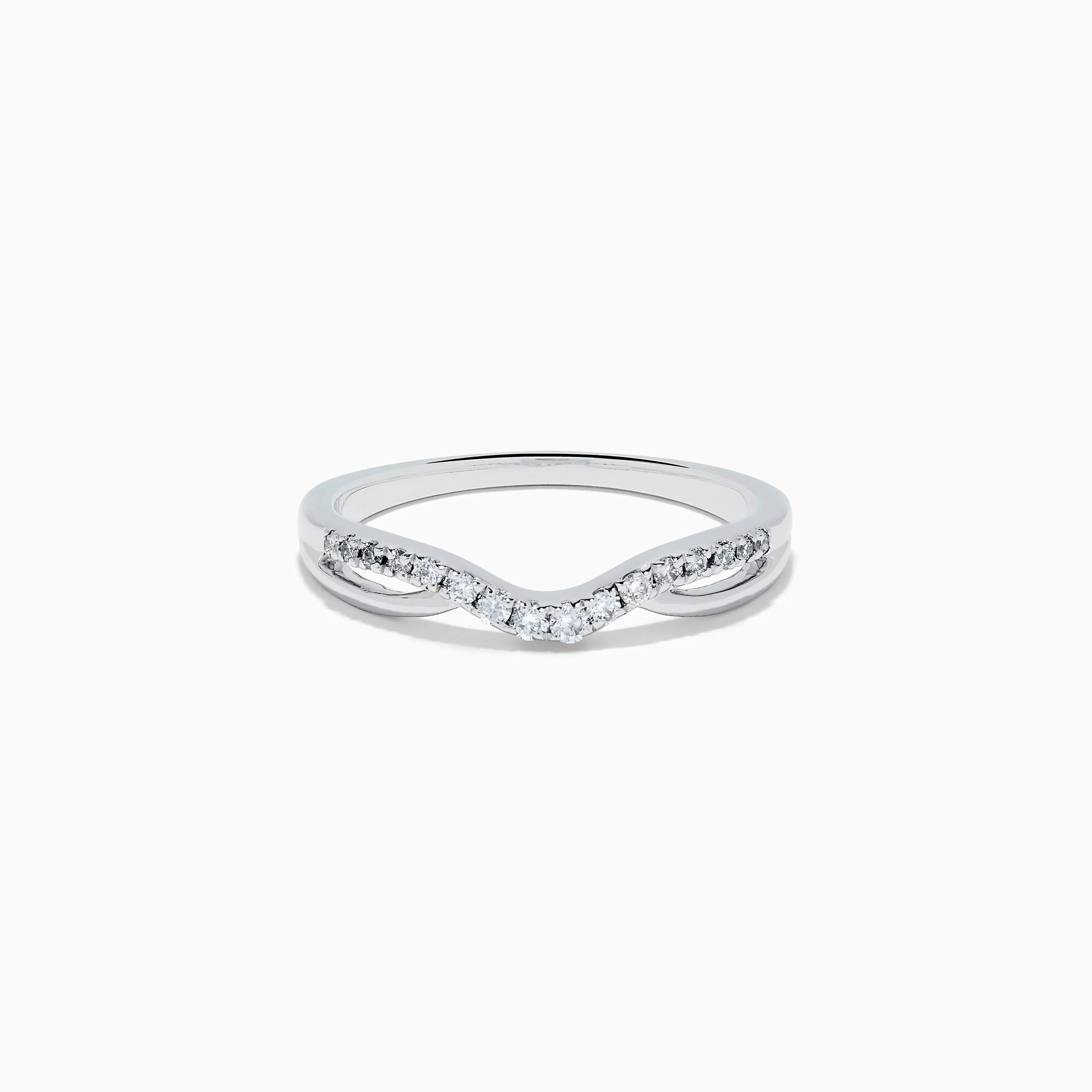 Classique 14K White Gold Diamond Curved Wedding Band sold by Effy