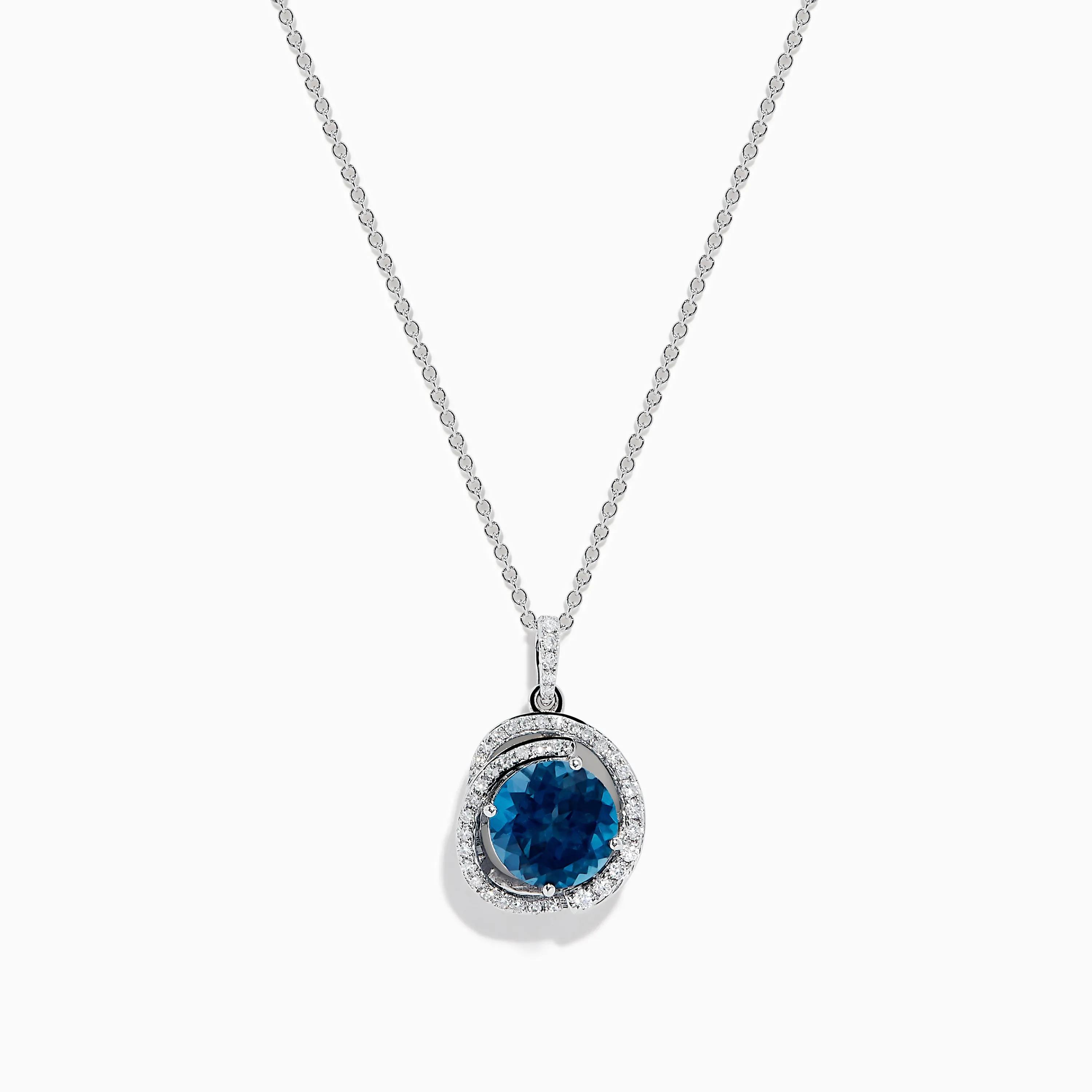 Ocea Bleu 14K White Gold Blue Topaz and Diamond Pendant sold by Effy