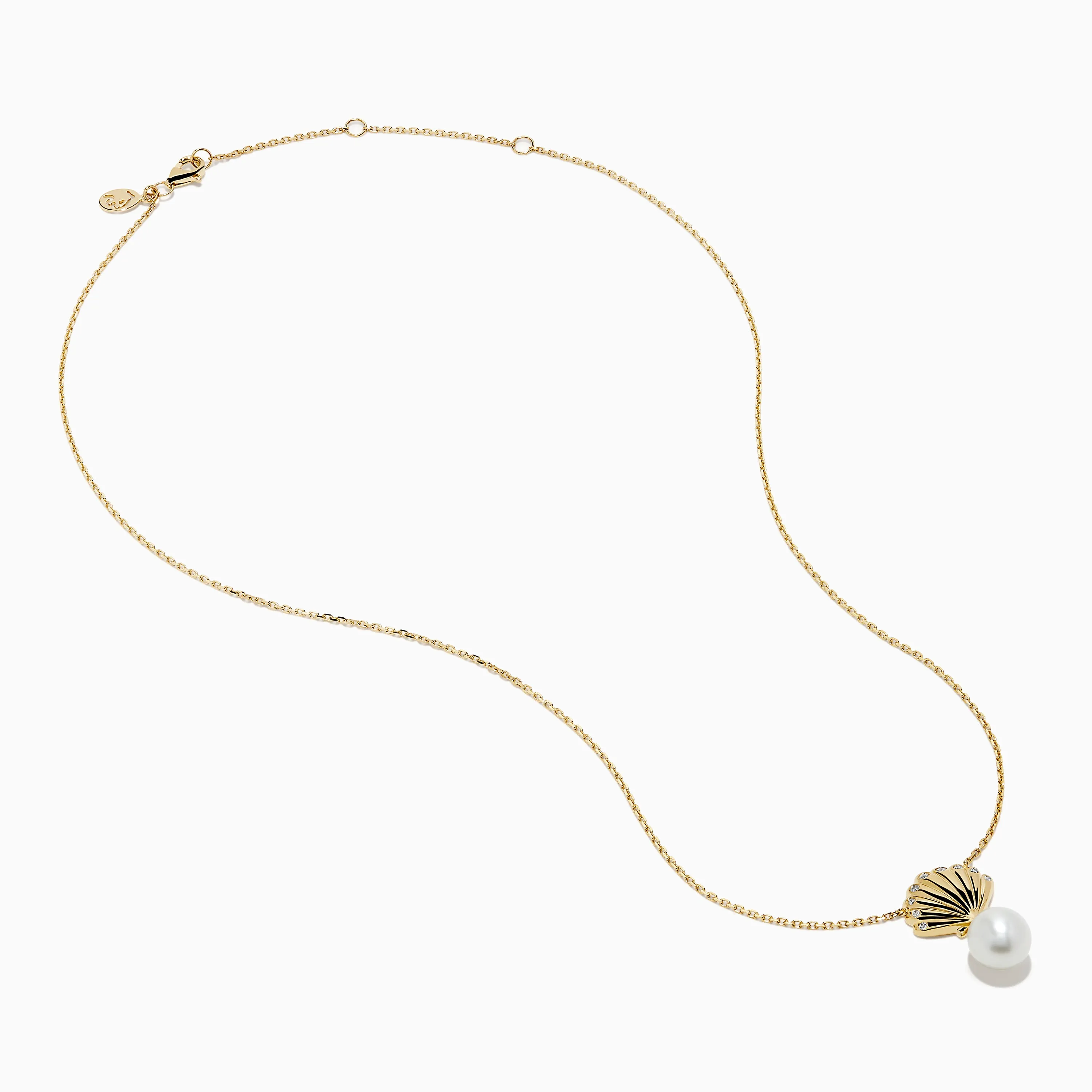 Novelty 14K Yellow Gold Freshwater Pearl and Diamond Seashell Necklace sold by Effy product image thumbnail 2