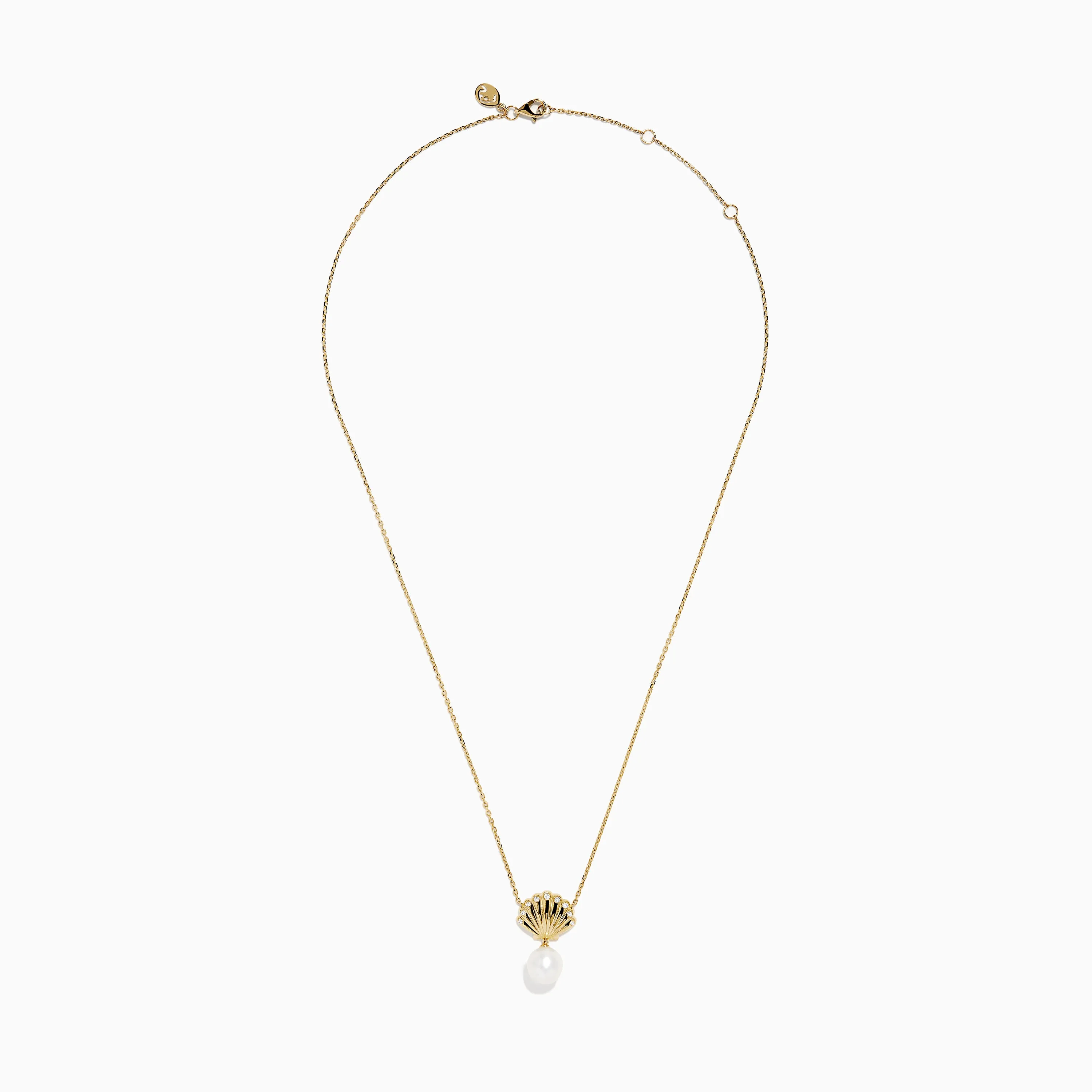 Novelty 14K Yellow Gold Freshwater Pearl and Diamond Seashell Necklace sold by Effy product image thumbnail 3