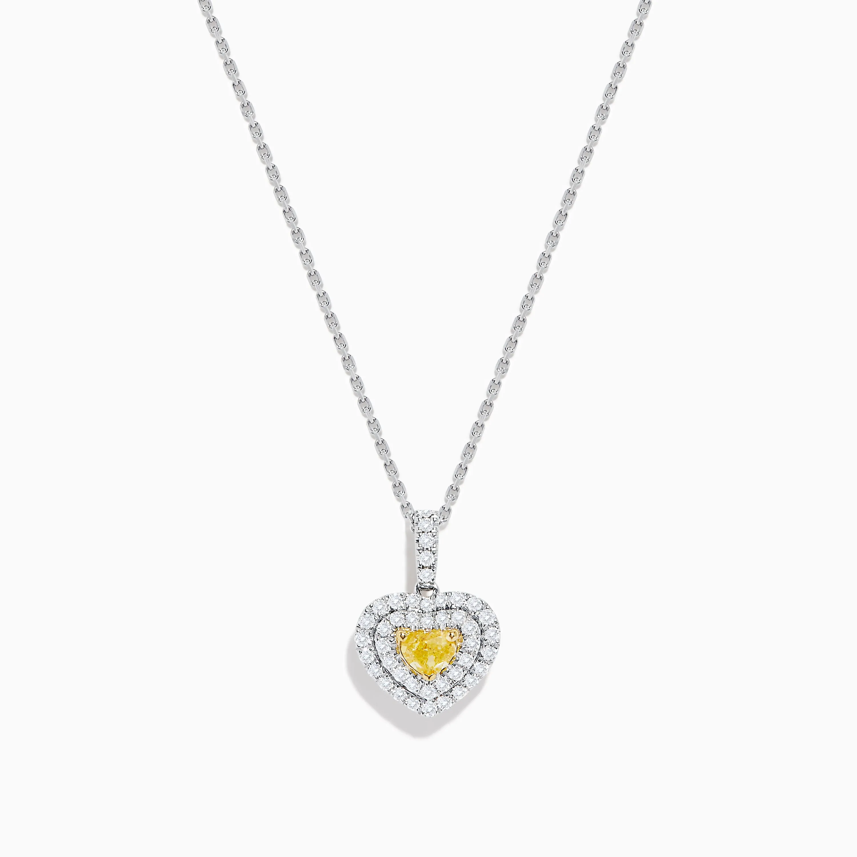 18K Two Tone Gold GIA Certified Yellow and White Diamond Heart Pendant sold by Effy