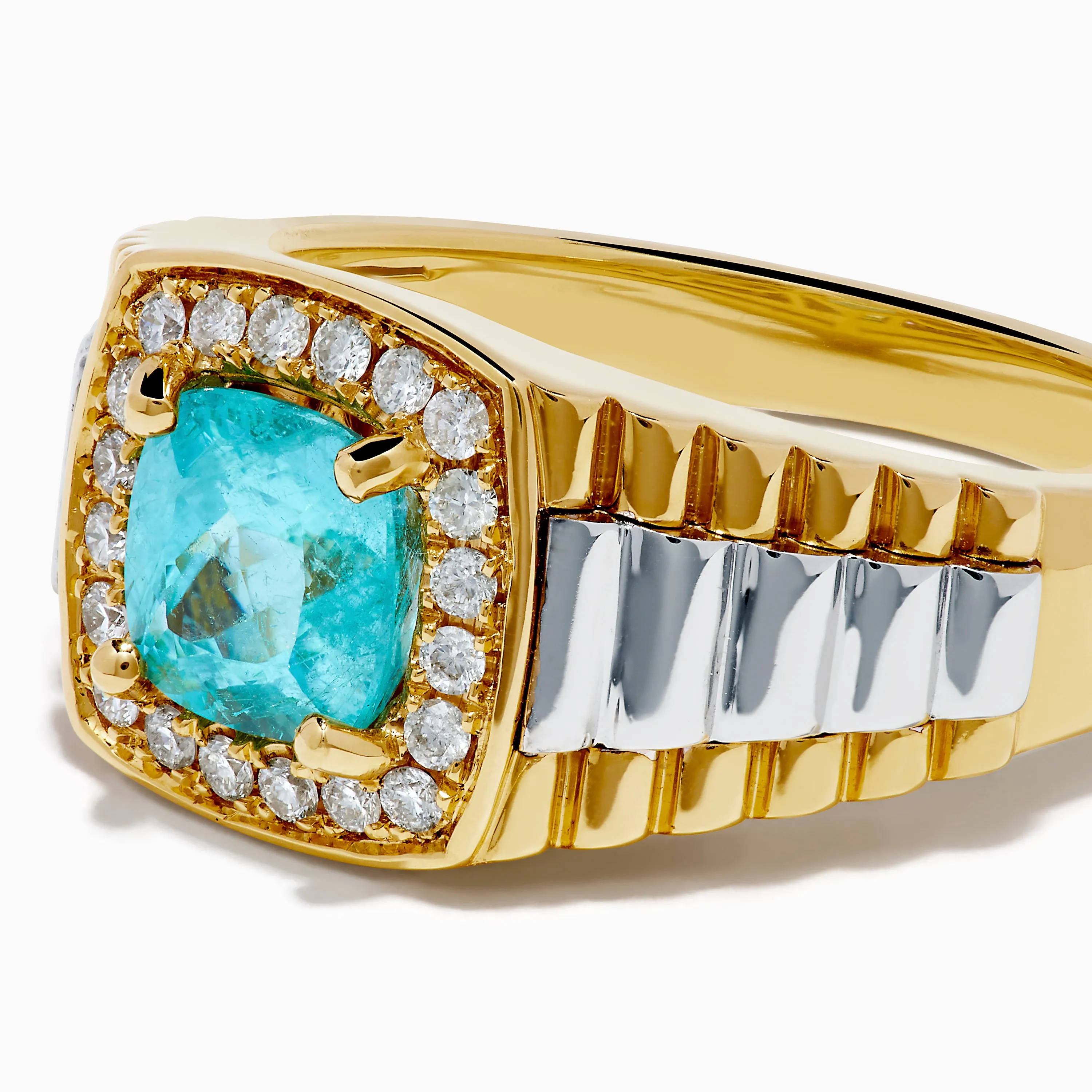 Men's 18K Two Tone GIA Certified Paraiba and Diamond Ring sold by Effy product image thumbnail 2