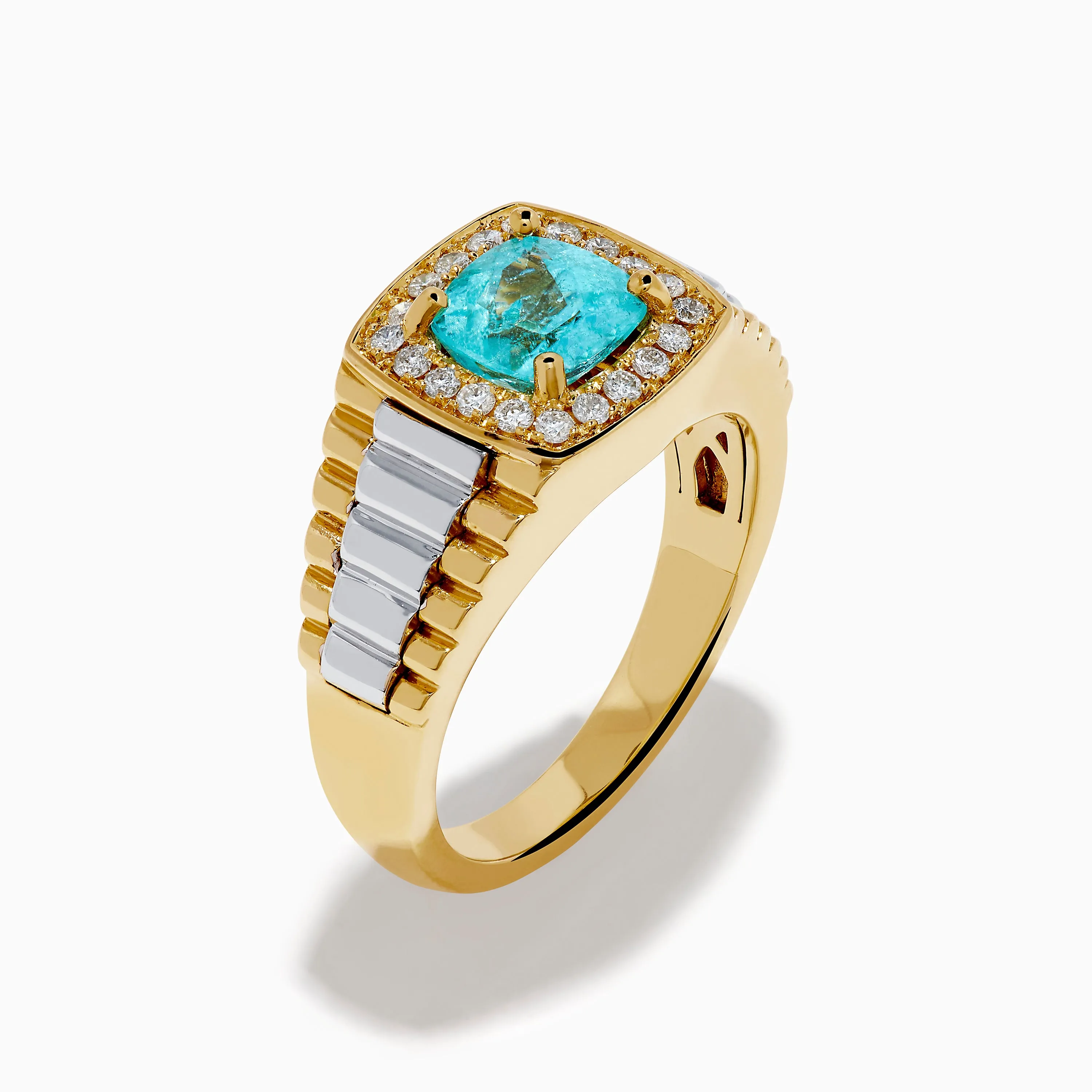 Men's 18K Two Tone GIA Certified Paraiba and Diamond Ring sold by Effy product image thumbnail 4